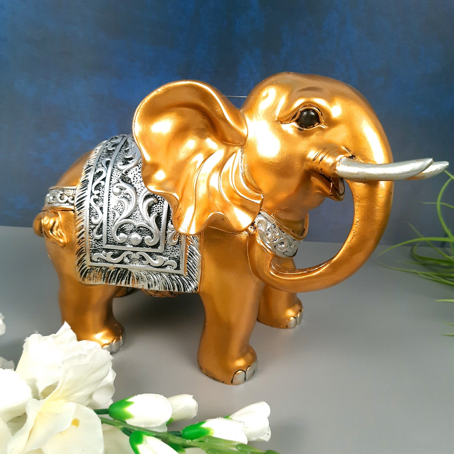 Elephant Statue Showpiece Set | Elephant Figurines for Vastu & Good Luck - for Home Decor, Living Room, Office Desk & Gifts - Apkamart #Style_Style 3