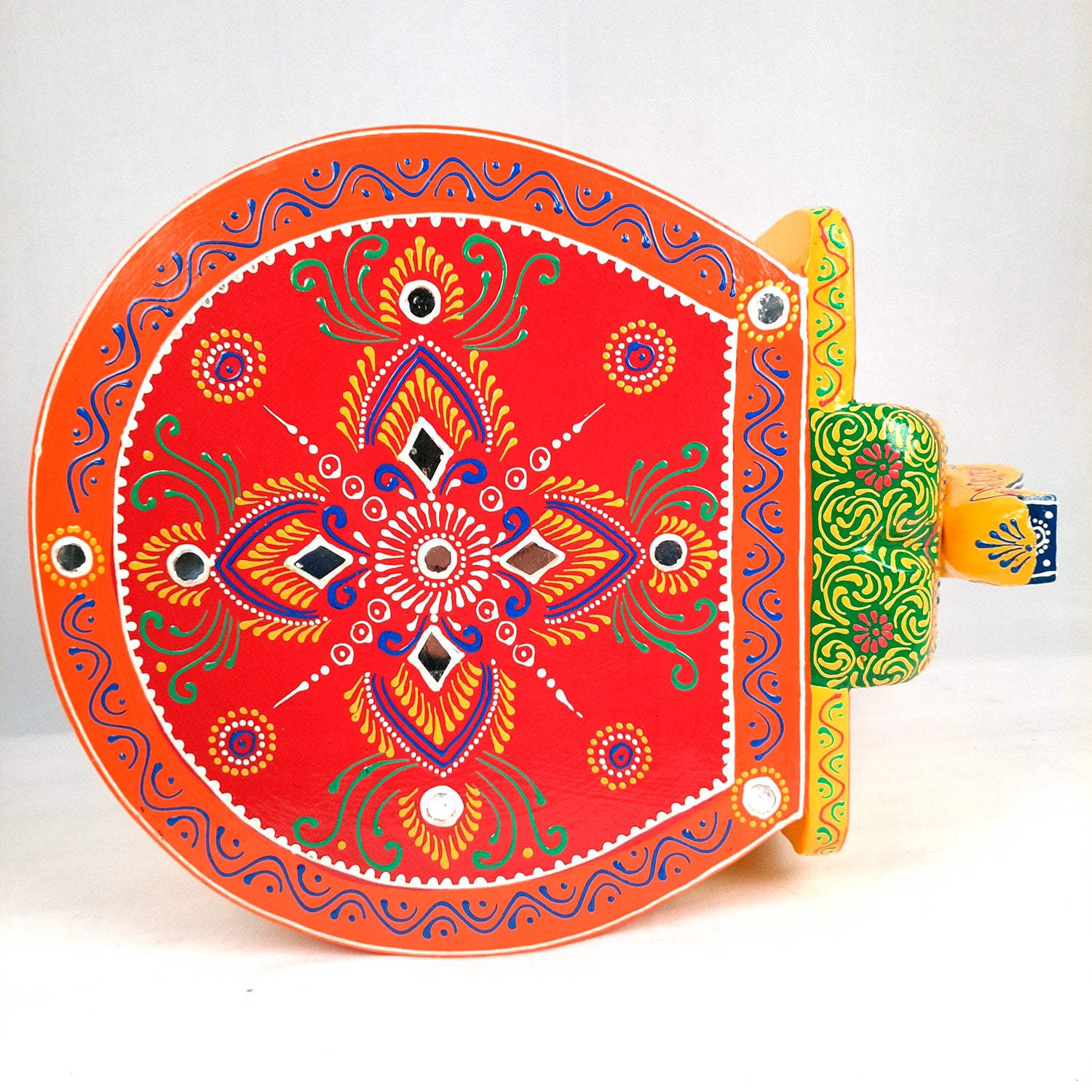 Side Table Cum Stool - Elephant Design | Wooden Stools for Keeping Lamp, Vases & Plants - for Home Decor, Corners, Sofa Side Stool, Office & Gifts - 12 Inch - Apkamart #Color_Yellow