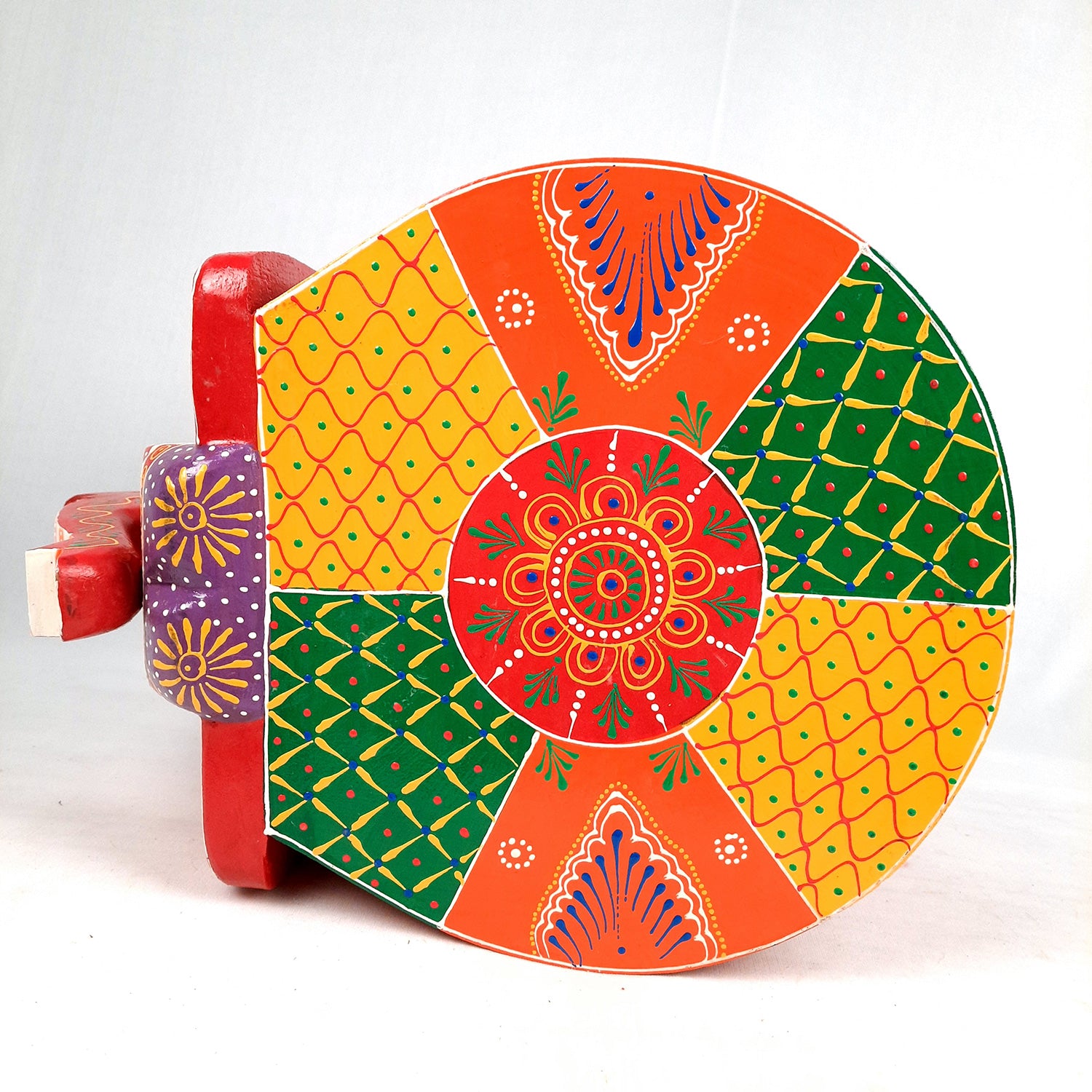 Side Table Cum Stool - Elephant Design | Wooden Small Stools for Keeping Lamp, Vases & Plants - for Home Decor, Corners, Sofa Side, Office & Gifts - 12 Inch - Apkamart