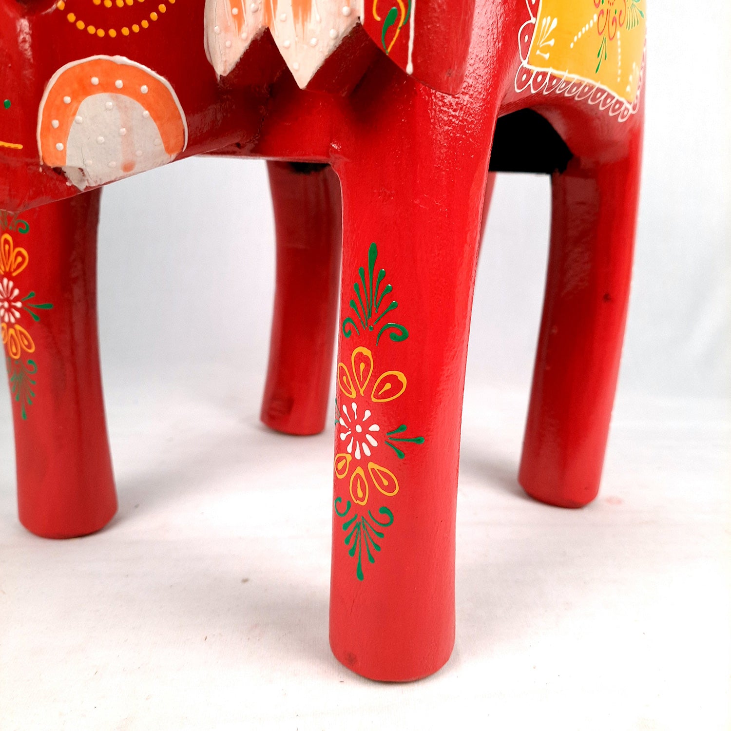Side Table Cum Stool - Elephant Design | Wooden Small Stools for Keeping Lamp, Vases & Plants - for Home Decor, Corners, Sofa Side, Office & Gifts - 12 Inch - Apkamart