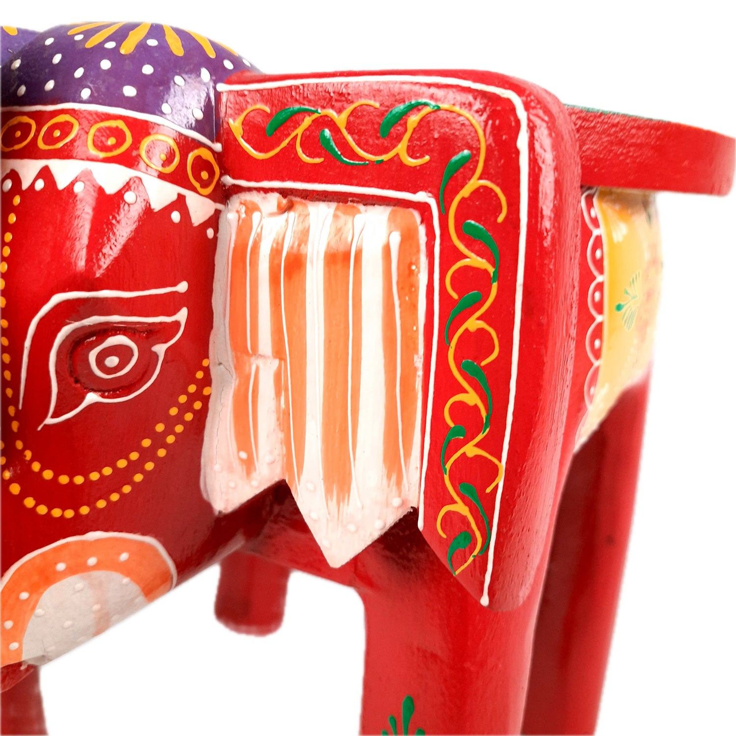 Side Table Cum Stool - Elephant Design | Wooden Small Stools for Keeping Lamp, Vases & Plants - for Home Decor, Corners, Sofa Side, Office & Gifts - 12 Inch - Apkamart