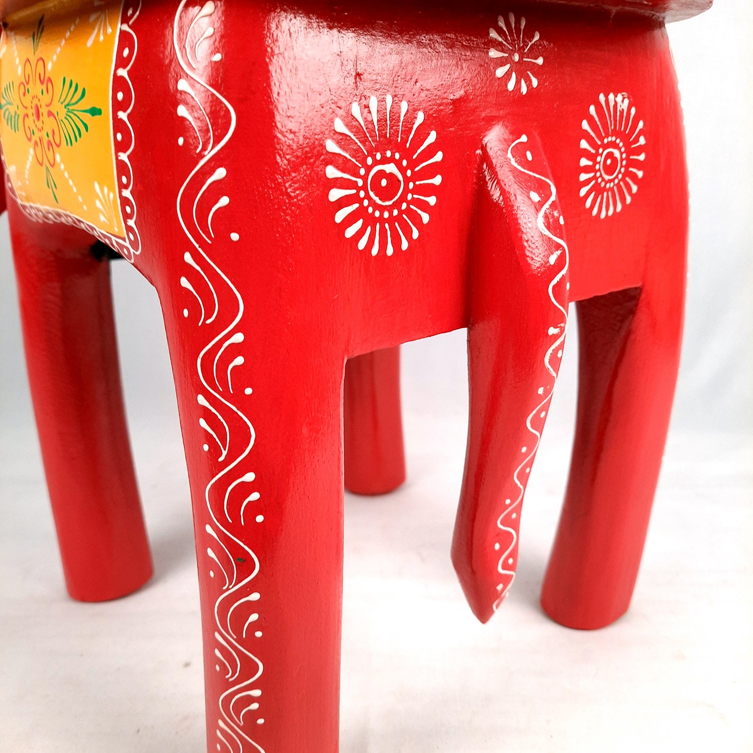 Side Table Cum Stool - Elephant Design | Wooden Small Stools for Keeping Lamp, Vases & Plants - for Home Decor, Corners, Sofa Side, Office & Gifts - 12 Inch - Apkamart