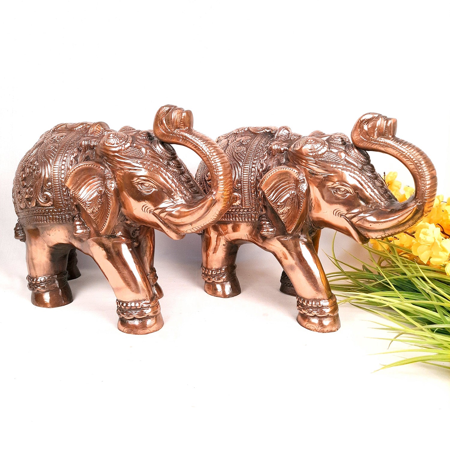 Elephant Statue Showpiece | Elephant Sculpture - for Vastu, Good Luck, Prosperity, Home & Table Decor & Gifts - 12 Inch - Apkamart #Style_Pack of 2
