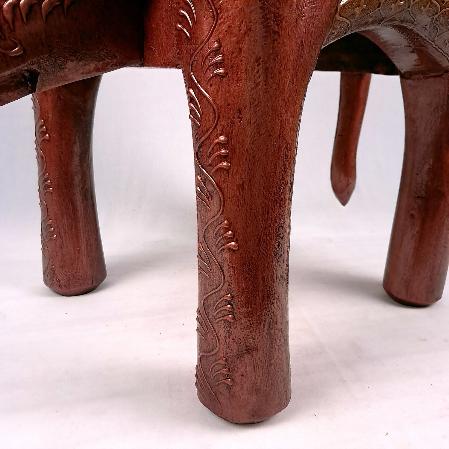 Wooden Elephant Stool | Side Table | Decorative Rajasthani Hand Painted Hathi Stool- for Home Decor, Corners, Sofa Side Stool, Office & Gifts - Apkamart #Color_Copper