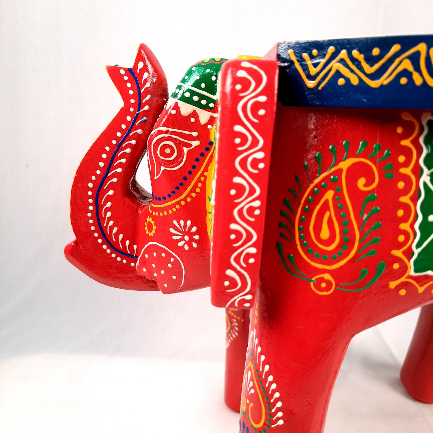 End Tables - Elephant Design | Wooden Side Table for Keeping Lamp, Vases & Plants | Small Stools - for Bedside, Home Decor, Corners, Sofa Side Stool, Office & Gifts - 12 Inch - apkamart #color_Red