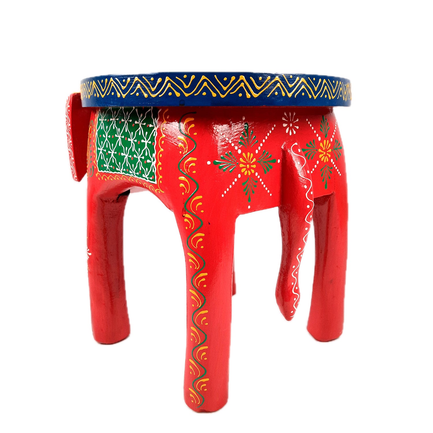 End Tables - Elephant Design | Wooden Side Table for Keeping Lamp, Vases & Plants | Small Stools - for Bedside, Home Decor, Corners, Sofa Side Stool, Office & Gifts - 12 Inch - apkamart #color_Red