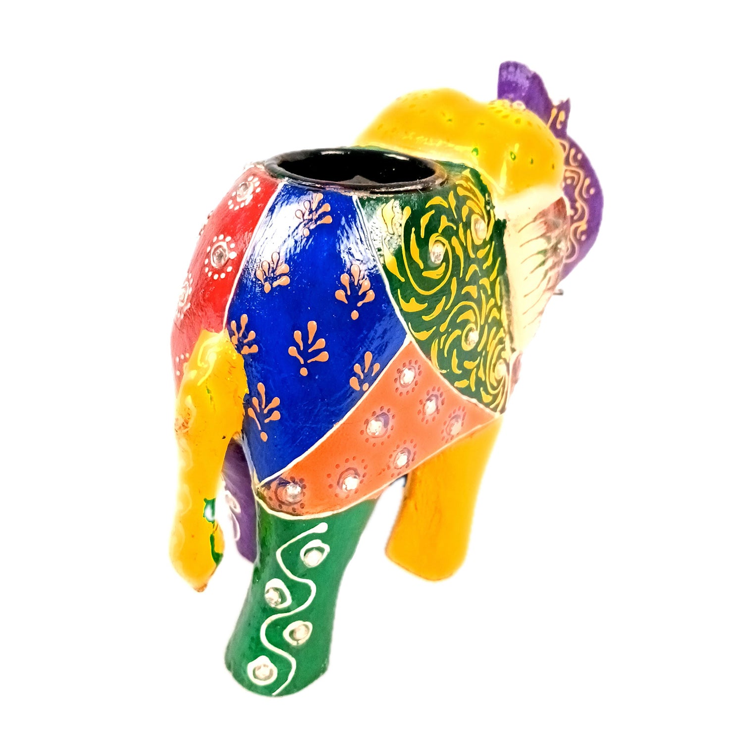 Elephant Tea Light Stand Showpiece | Decorative Candle Tealight Holder - For Home, Table, Living Room Decor | For Festival Decoration & Gifts - 6 Inch (Pack of 2) - Apkamart #Style_Set Of 1