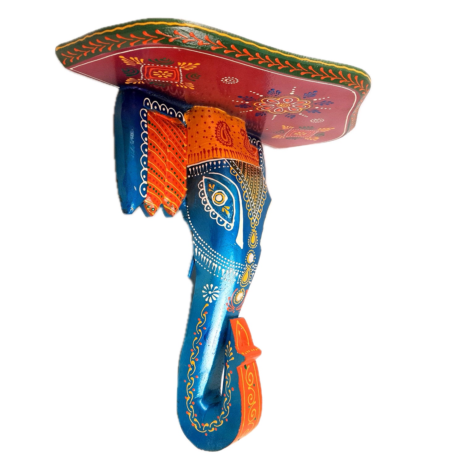 Elephant Head Wall Hanging | Wooden Handcrafted Elephant Face Wall Decor | Ethnic Rajasthani Showpiece for Home & Gifting - 14 Inch - Apkamart #Style_Design 2