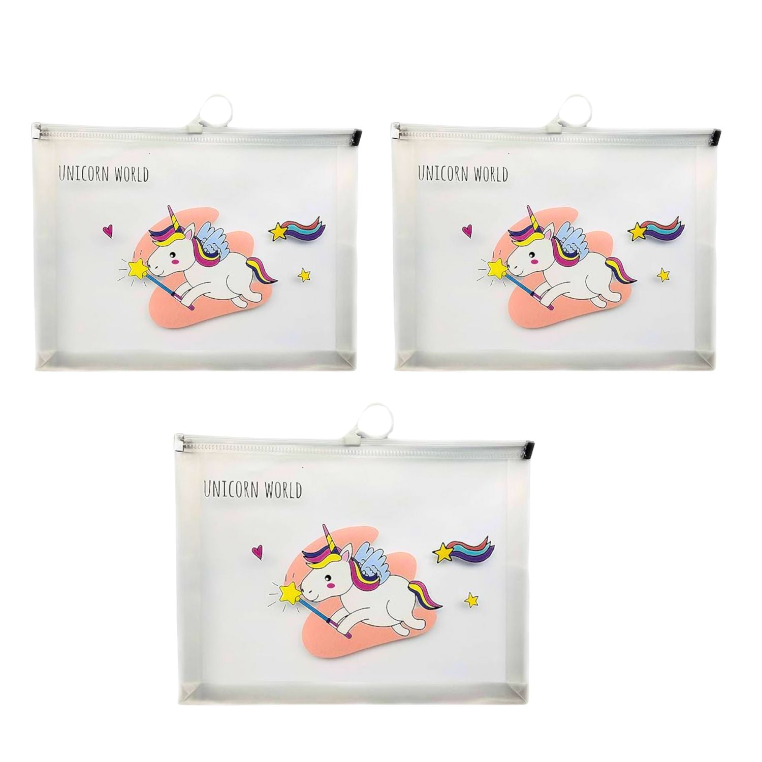 Unicorn A5 Zip Folder for Documents Return Gift | Small Zip Folder for Kids (Pack of 3)