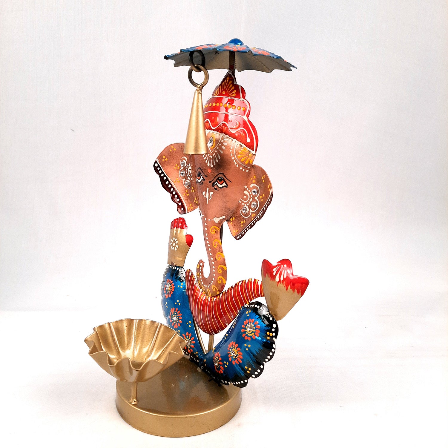 Candle TeaLight Holder - Ganesh Design | Tea Light Candle Stand - for Home, Table, Living Room Decor & Gifts - 11 Inch - apkamart