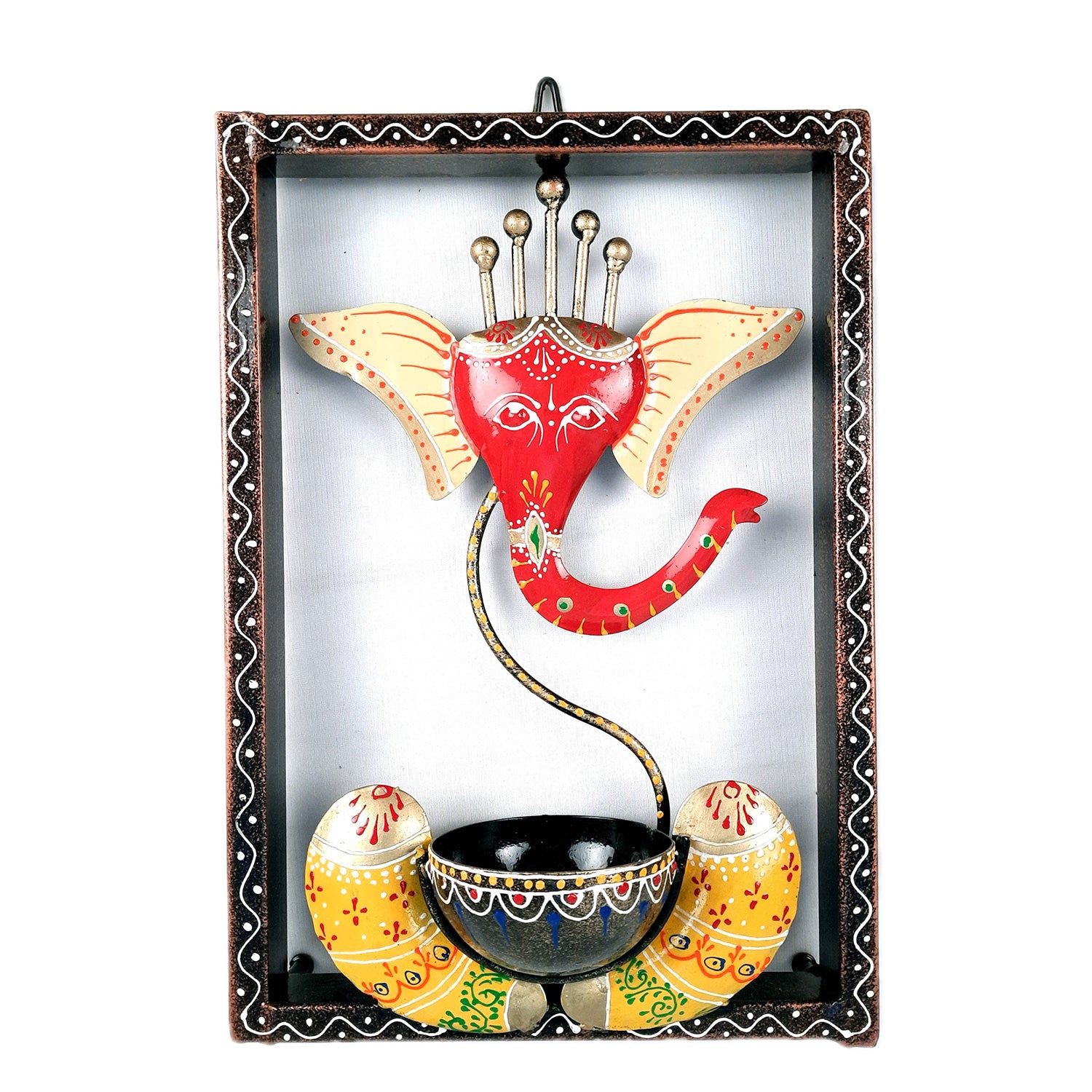 Candle TeaLight Holder Wall Hanging - Ganesha Design | Tea Light Candle Stand - For Home, Table, Living Room, Dining room, Bedroom Decor | For Diwali Decoration & Gifts - 12 Inch - apkamart