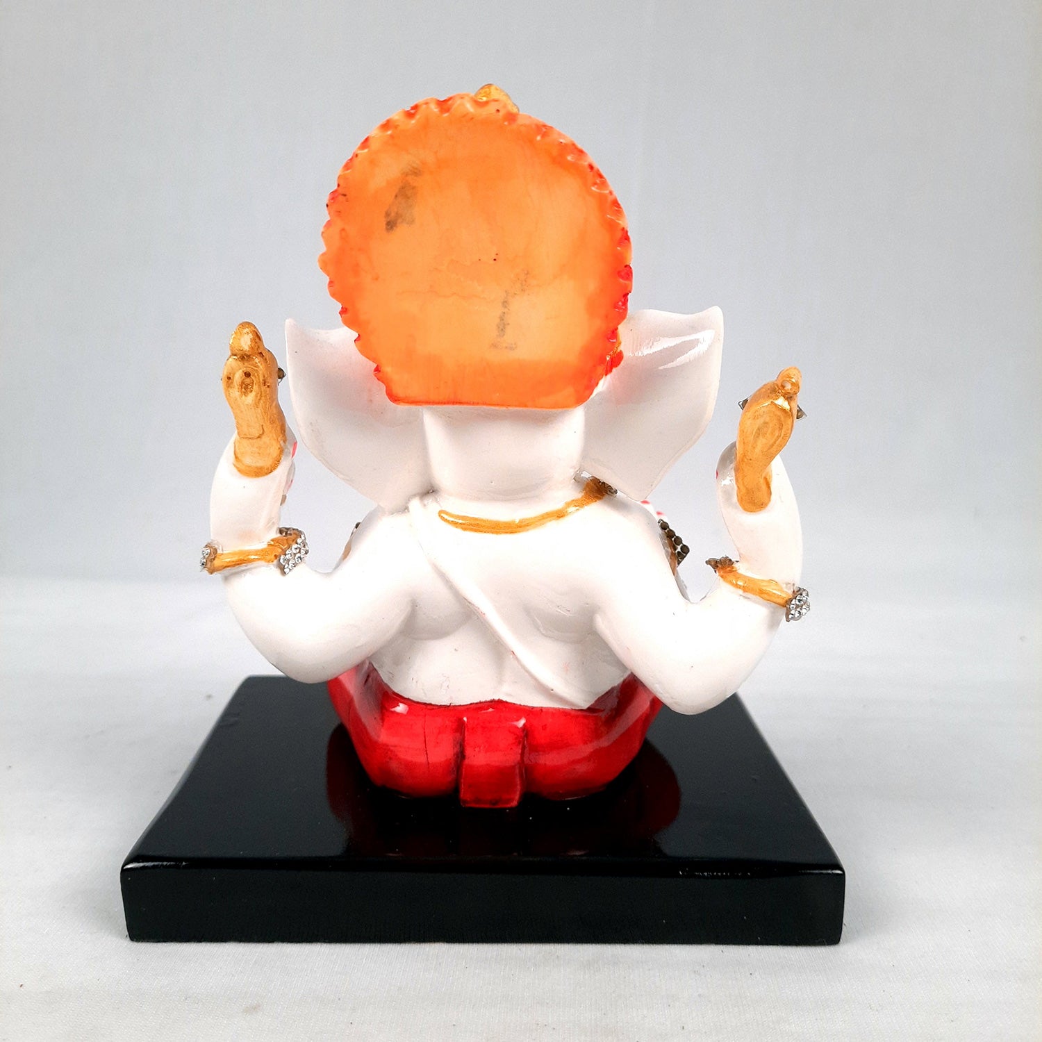 Ganesh Statue With Stone Work | Ganesha Idol Marble Look | Ganpati Murti - Puja, Home, Office Desk, Table Decor, Diwali Gift - 6 Inch - apkamart #Color_Red