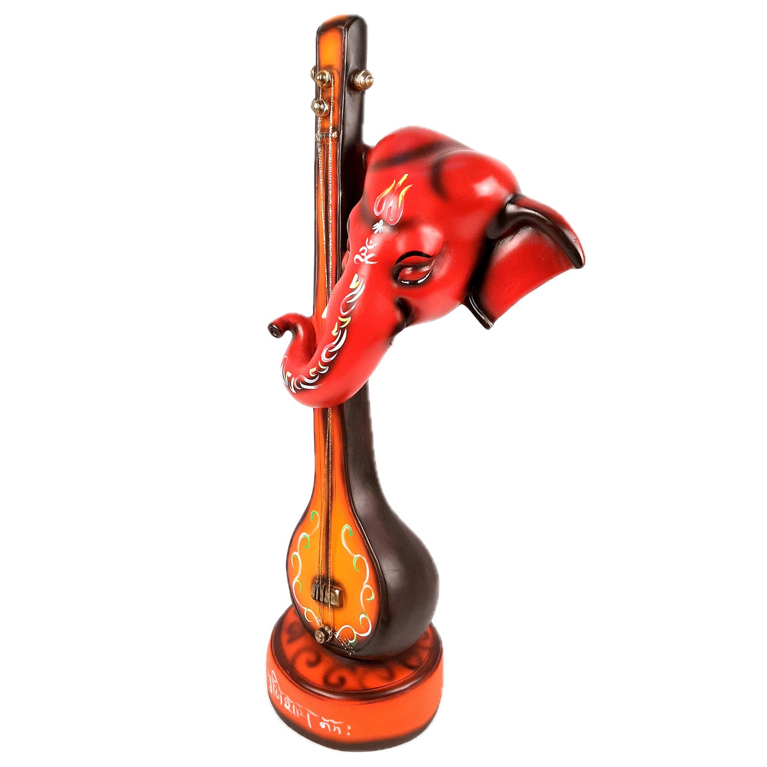 Ganesh Idol With Sitar | Ganesha Statue | Ganpati Murti - Puja, Home, Office Desk, Table, Living Room Decor, Diwali Gift - 21 Inch - apkamart #Color_Red