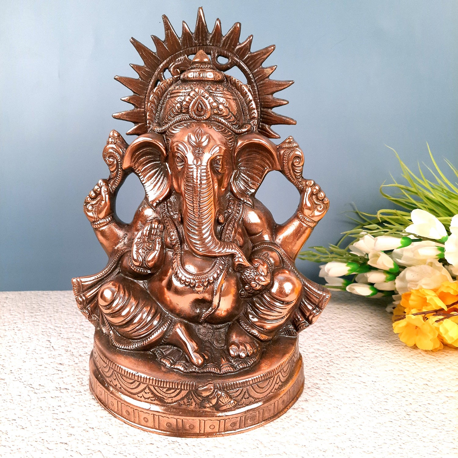Ganesh Statue | Ganesha Idol Murti - for Puja, Home, Living Room Decor | Religious & Spiritual Art | Diwali & Housewarming Gift - 14 Inch - Apkamart