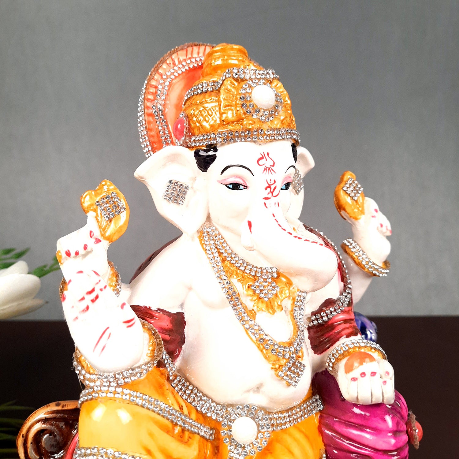 Ganesh Statue - Stone Work With Premium Finish | Ganesha Decorated Idol - for Home, Living Room, Office, Puja, Entrance Decor & Gifts - apkamart #Style_Design 1