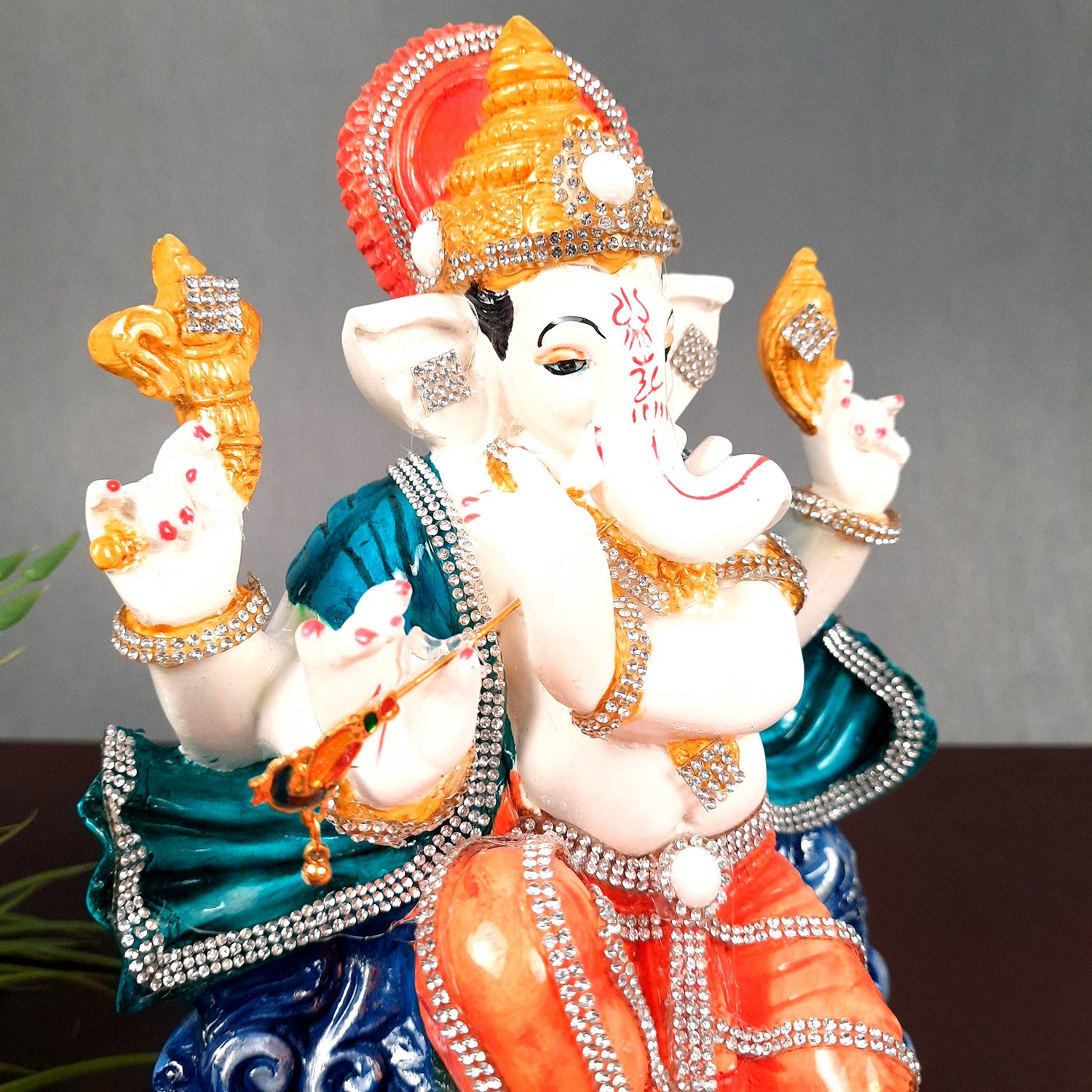 Ganesh Statue - Stone Work With Premium Finish | Ganesha Decorated Idol - for Home, Living Room, Office, Puja, Entrance Decor & Gifts - apkamart #Style_Design 2