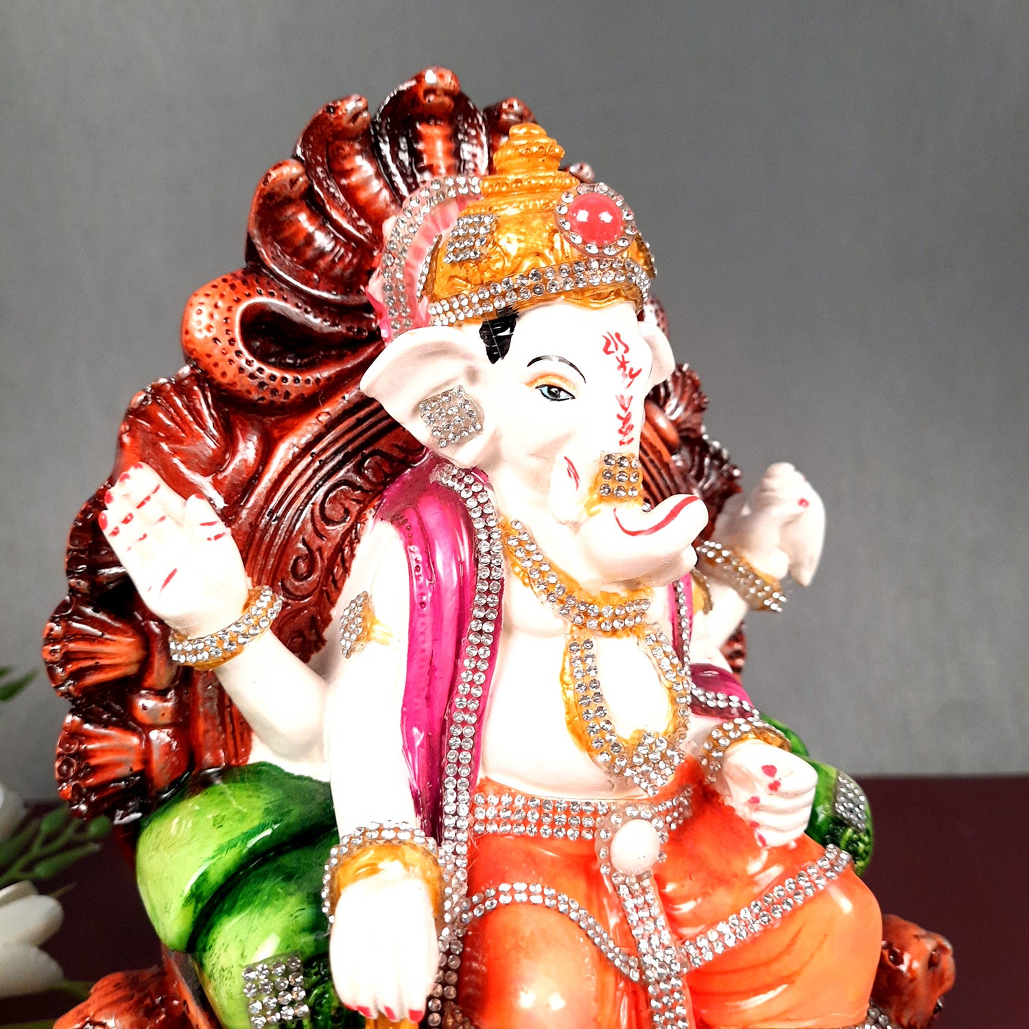 Ganesh Statue - Stone Work With Premium Finish | Ganesha Decorated Idol - for Home, Living Room, Office, Puja, Entrance Decor & Gifts - apkamart #Style_Design 3