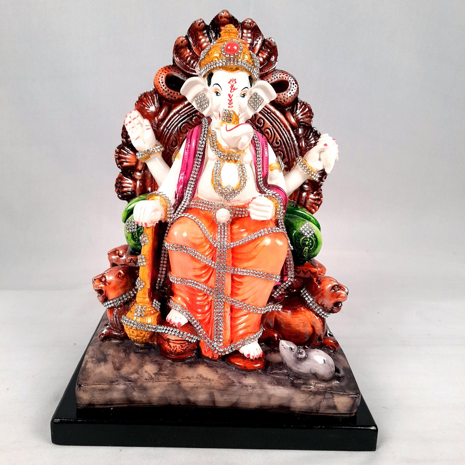 Ganesh Statue - Stone Work With Premium Finish | Ganesha Decorated Idol - for Home, Living Room, Office, Puja, Entrance Decor & Gifts - apkamart #Style_Design 3