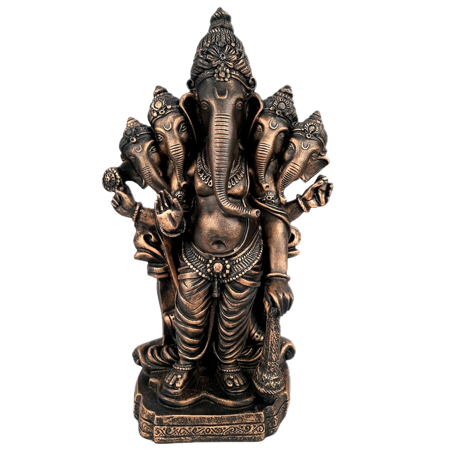 Panchmukhi Ganesh Idol | Big Lord Ganesha Statue Murti - for Puja, Home & Entrance Living Room Decor & Gift - 18 Inch - apkamart #Color_Black