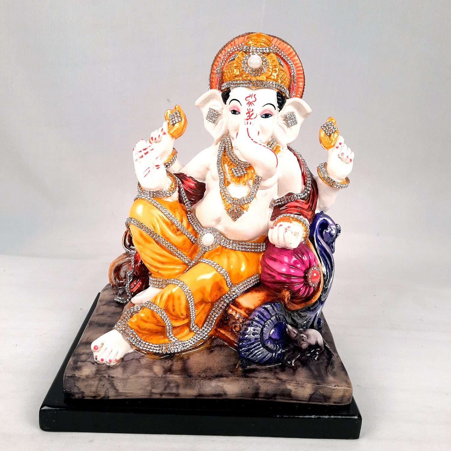 Ganesh Statue - Stone Work With Premium Finish | Ganesha Decorated Idol - for Home, Living Room, Office, Puja, Entrance Decor & Gifts - apkamart #Style_Design 1
