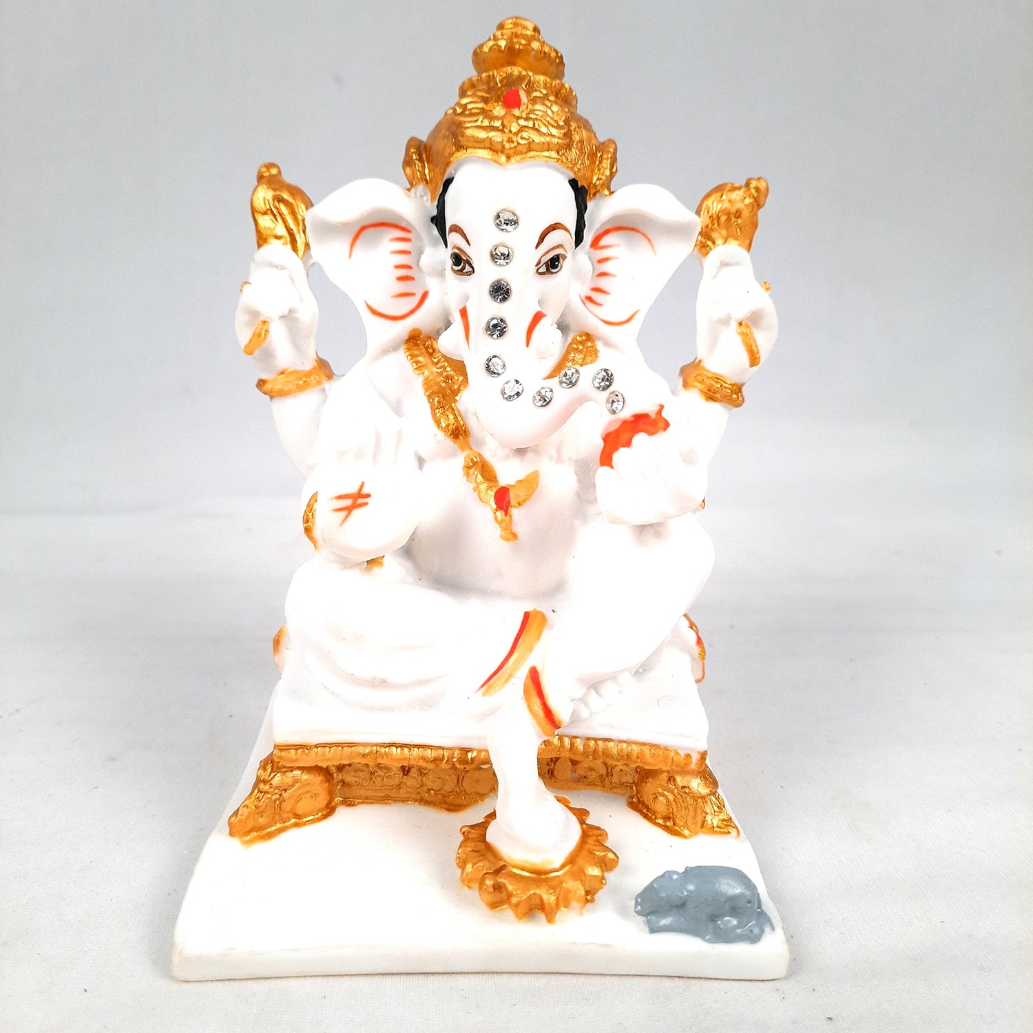 Ganesh Statue With Marble Look | Ganesha Murti With High-Quality Finish | Ganpati Idol - Puja, Home, Office Desk, Table Decor, Diwali Gift - 6 Inch - apkamart #Style_Design 3