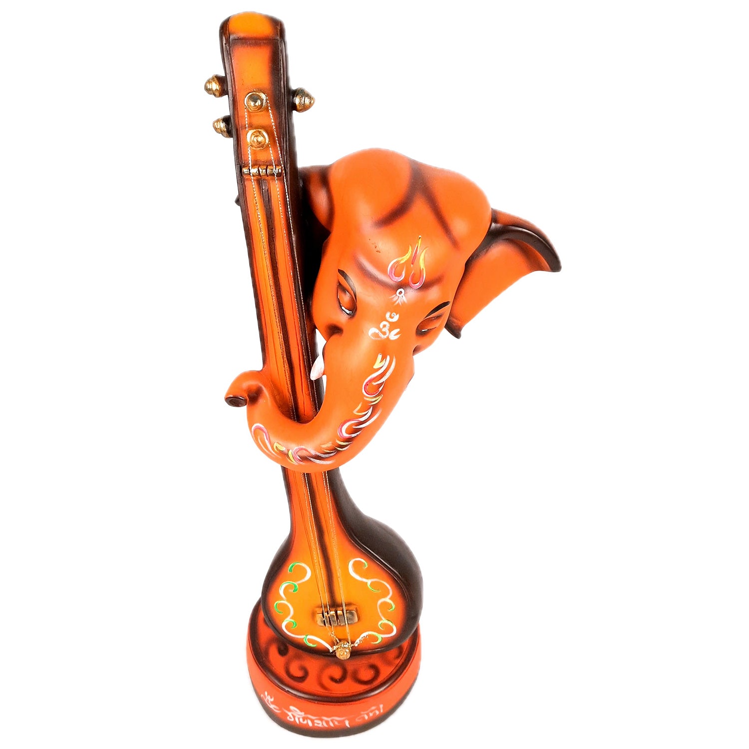 Ganesh Idol With Sitar | Ganesha Statue | Ganpati Murti - Puja, Home, Office Desk, Table, Living Room Decor, Diwali Gift - 21 Inch - apkamart #Color_Orange