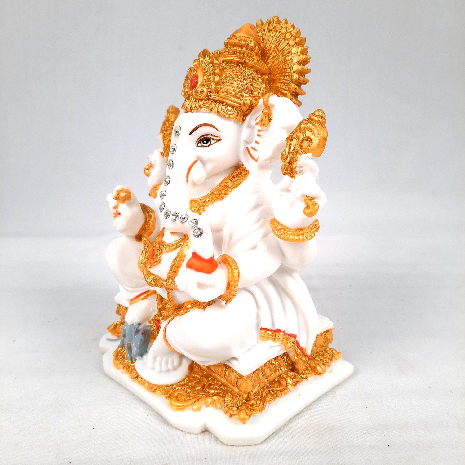 Ganesh Statue With Marble Finish | Exclusive Ganesha Murti | Ganpati Idol - Puja, Home, Office Desk, Table Decor, Diwali Gift - 5 Inch - apkamart #Style_design 2