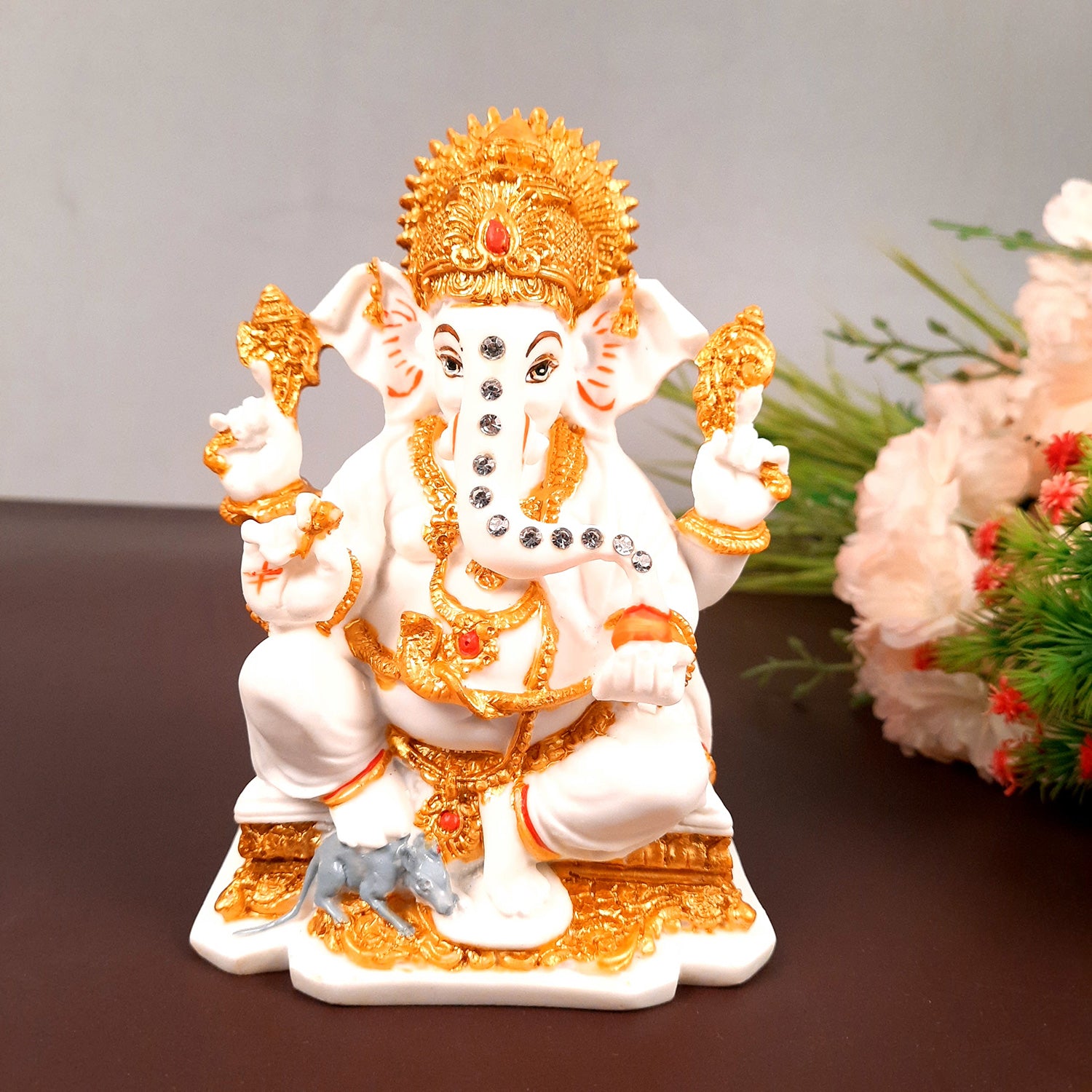 Ganesh Statue With Marble Finish | Exclusive Ganesha Murti | Ganpati Idol - Puja, Home, Office Desk, Table Decor, Diwali Gift - 5 Inch - apkamart #Style_design 2