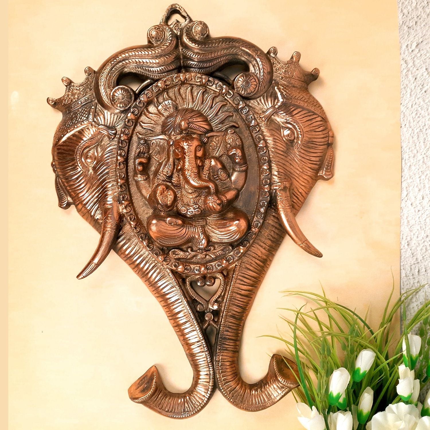 Ganesh Idol Wall Hanging | Lord Ganesha Wall Statue Decor |Religoius & Spiritual Wall Art - For Puja, Home & Entrance Living Room & Gift - 23 Inch - apkamart
