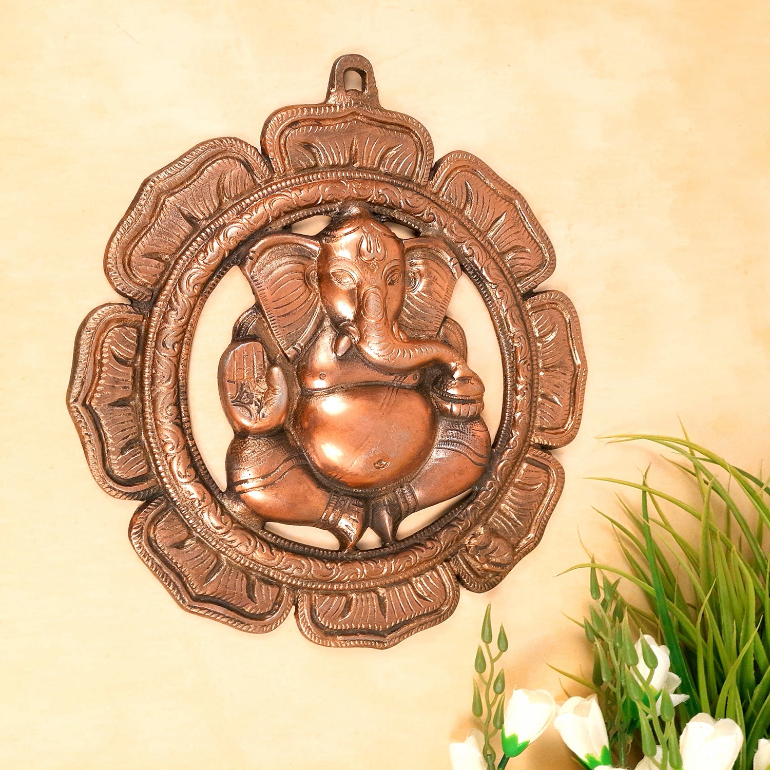 Ganesh Wall Hanging Statue | Lord Ganesha Wall Art - for Home, Puja, Living Room & Office | Antique Idol for Religious & Spiritual Decor - 12 Inch - apkamart