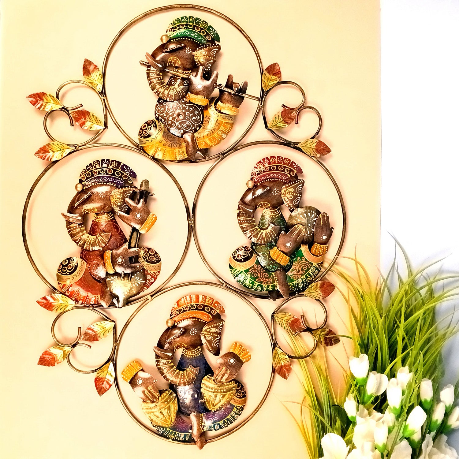 Decorative Ganesha Wall Hanging | Wall Showpiece Hangings Decor - For Home, Living Room, Bedroom, Hall, Entrance Decoration & Gift - 26 Inch - Apkamart