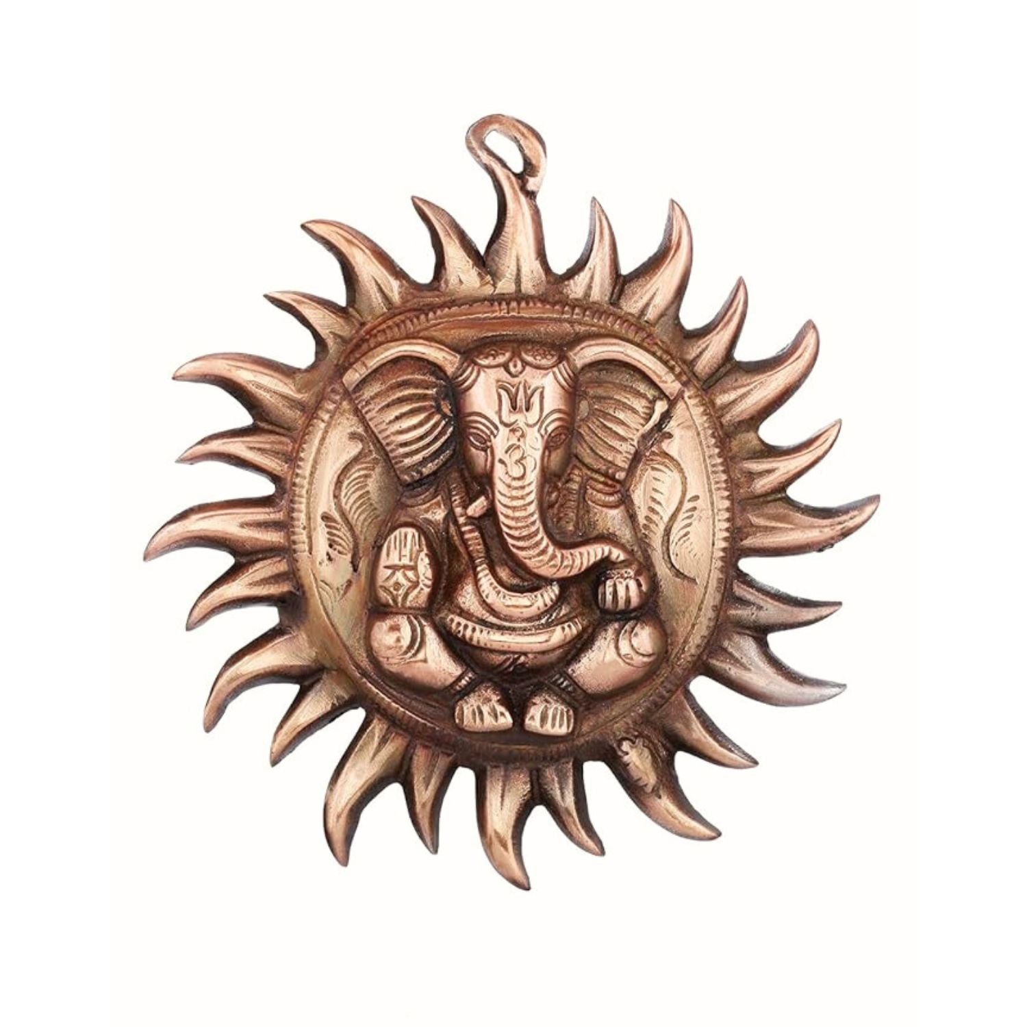 Ganesh Wall Hanging Murti | Ganesha Wall Statue With Sun - for Home Entrance & Main Door - For Puja, Living Room Decor & Gift - 7 Inch - Apkamart