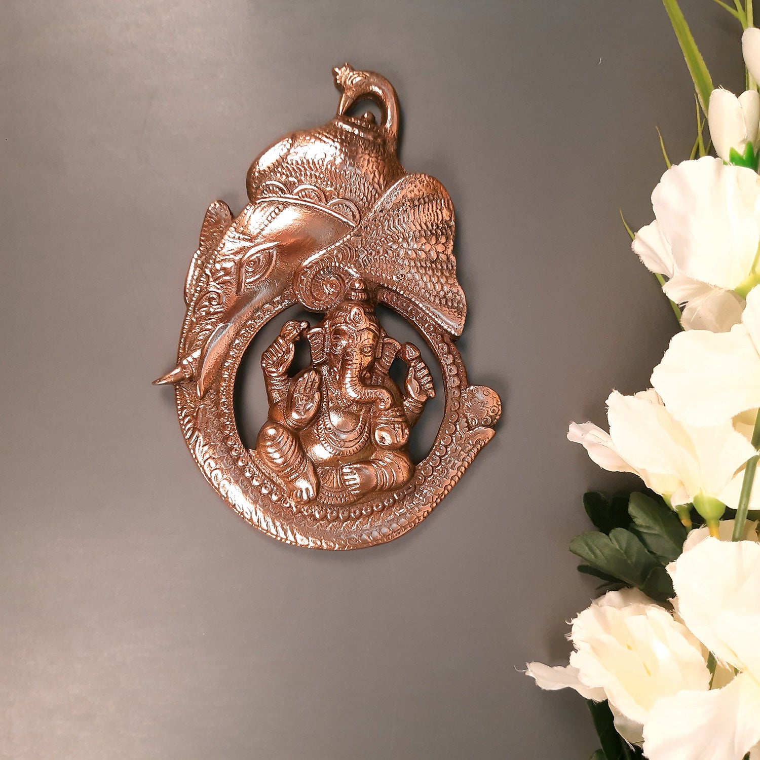 Ganesh Wall Hanging Statue | Ganesha Wall Idol for Puja, Home, Living Room Decor | Religious & Spiritual Wall Art | Diwali & Housewarming Gift - 9 Inch - Apkamart