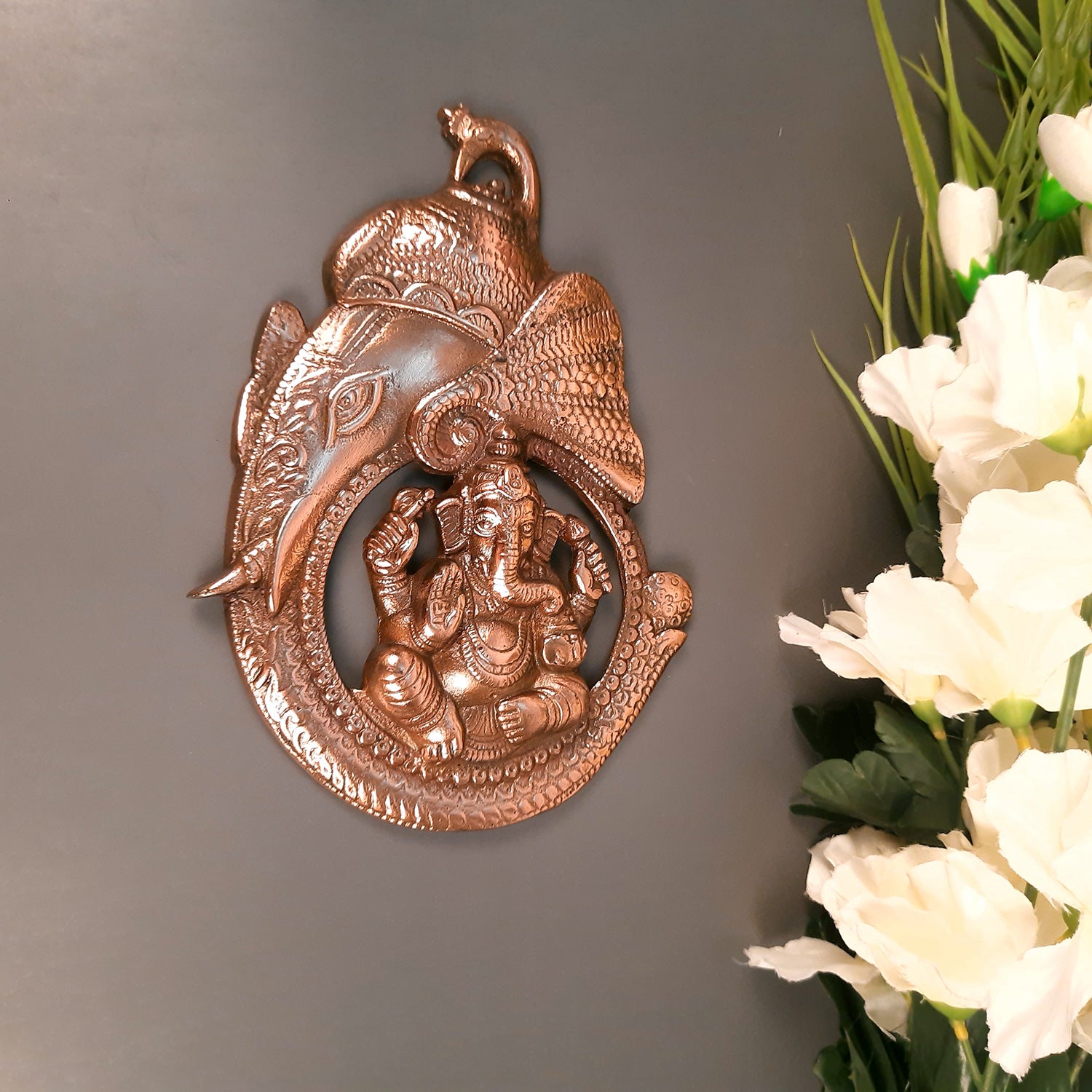 Ganesh Wall Hanging Statue | Ganesha Wall Idol for Puja, Home, Living Room Decor | Religious & Spiritual Wall Art | Diwali & Housewarming Gift - 9 Inch - Apkamart