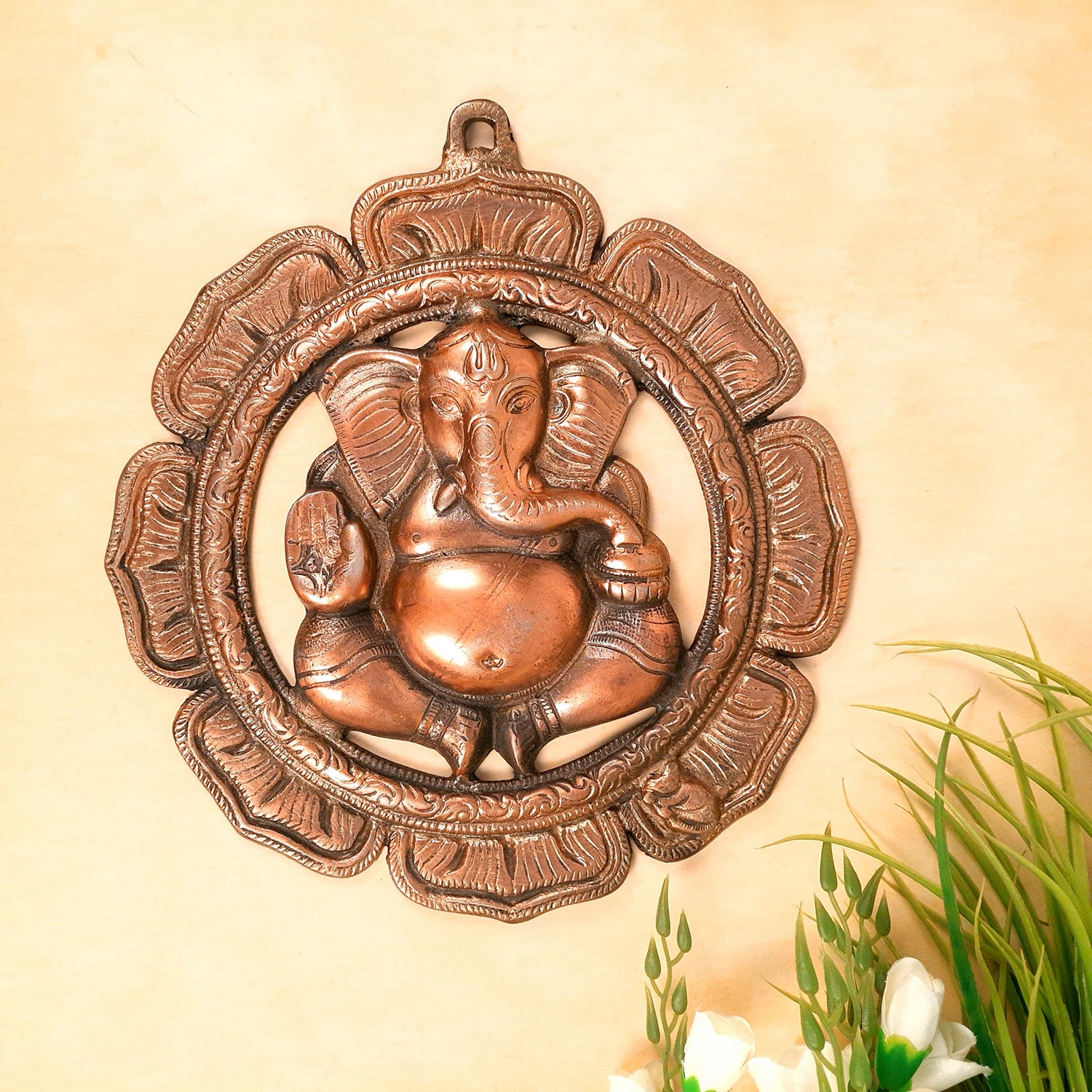 Ganesh Wall Hanging Statue | Lord Ganesha Wall Art - for Home, Puja, Living Room & Office | Antique Idol for Religious & Spiritual Decor - 12 Inch - apkamart