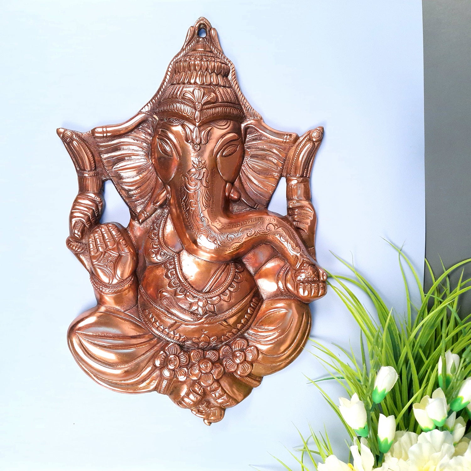 Ganesh Wall Hanging Statue | Ganesha Wall Idol for Puja, Home, Living Room Decor | Diwali & Housewarming Gift - Apkamart
