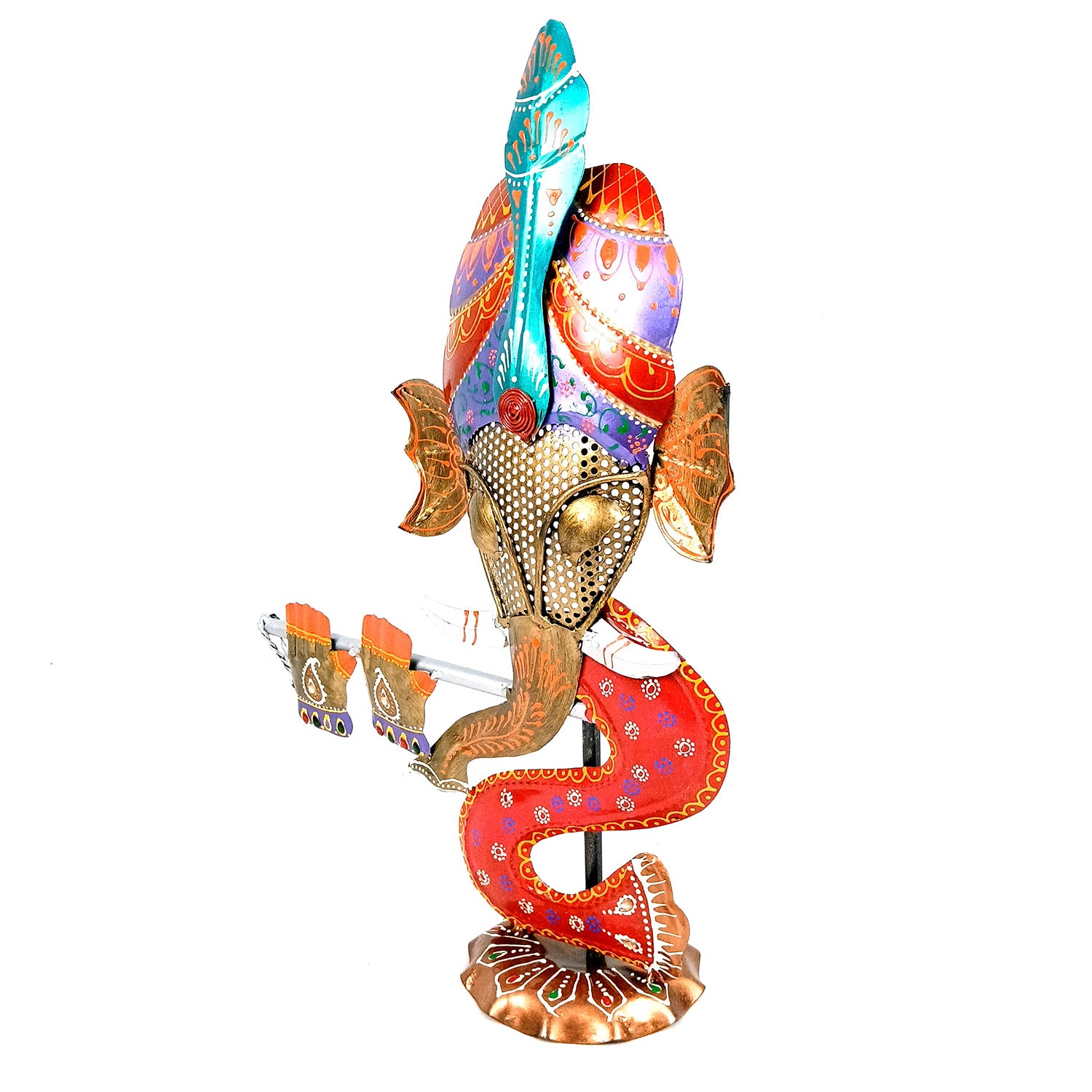 Ganesha Tea Light Candle Holder | Ganesh Showpiece With T Light Stand- For Home, Table, Living Room, Bedroom, Office Decor | For Diwali Decoration & Gifts - 17 Inch - Apkamart