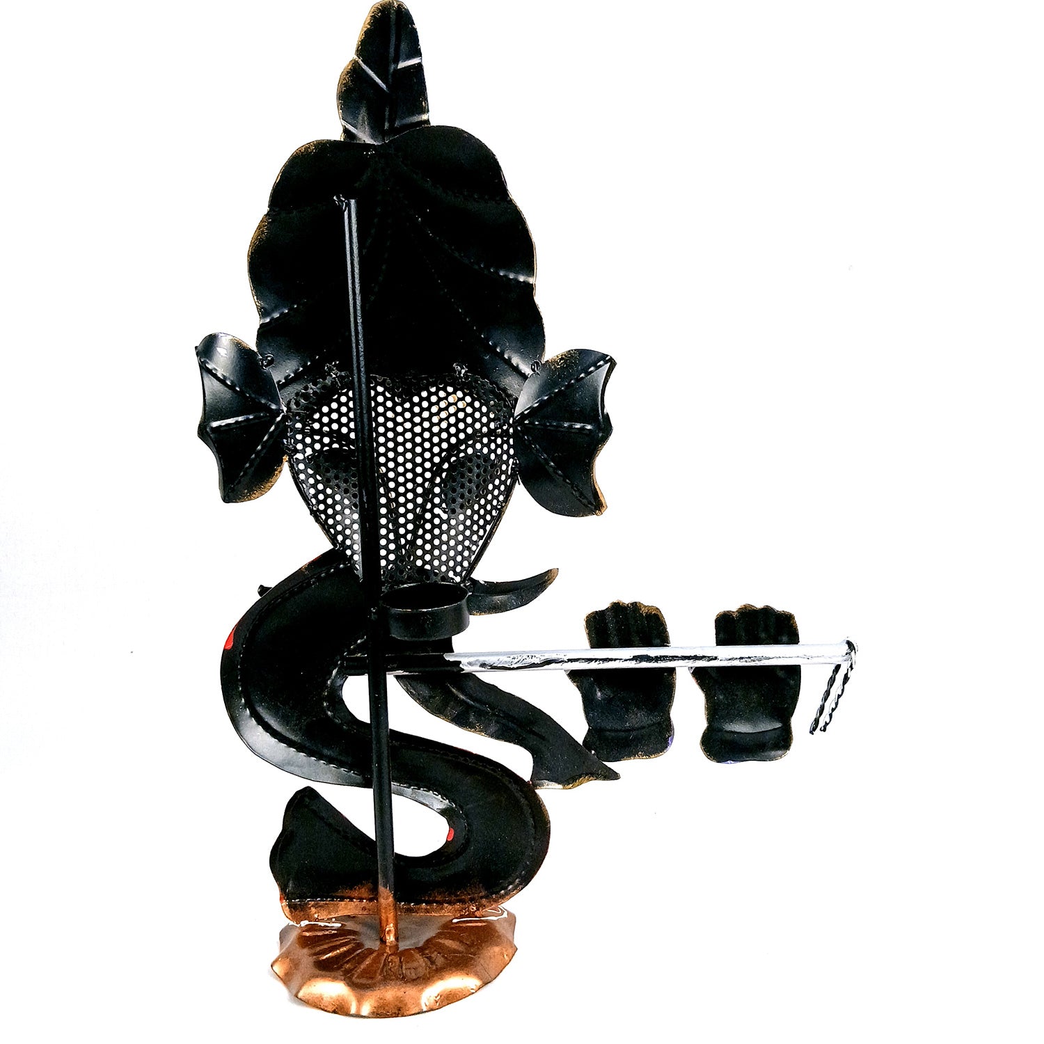 Ganesha Tea Light Candle Holder | Ganesh Showpiece With T Light Stand- For Home, Table, Living Room, Bedroom, Office Decor | For Diwali Decoration & Gifts - 17 Inch - Apkamart