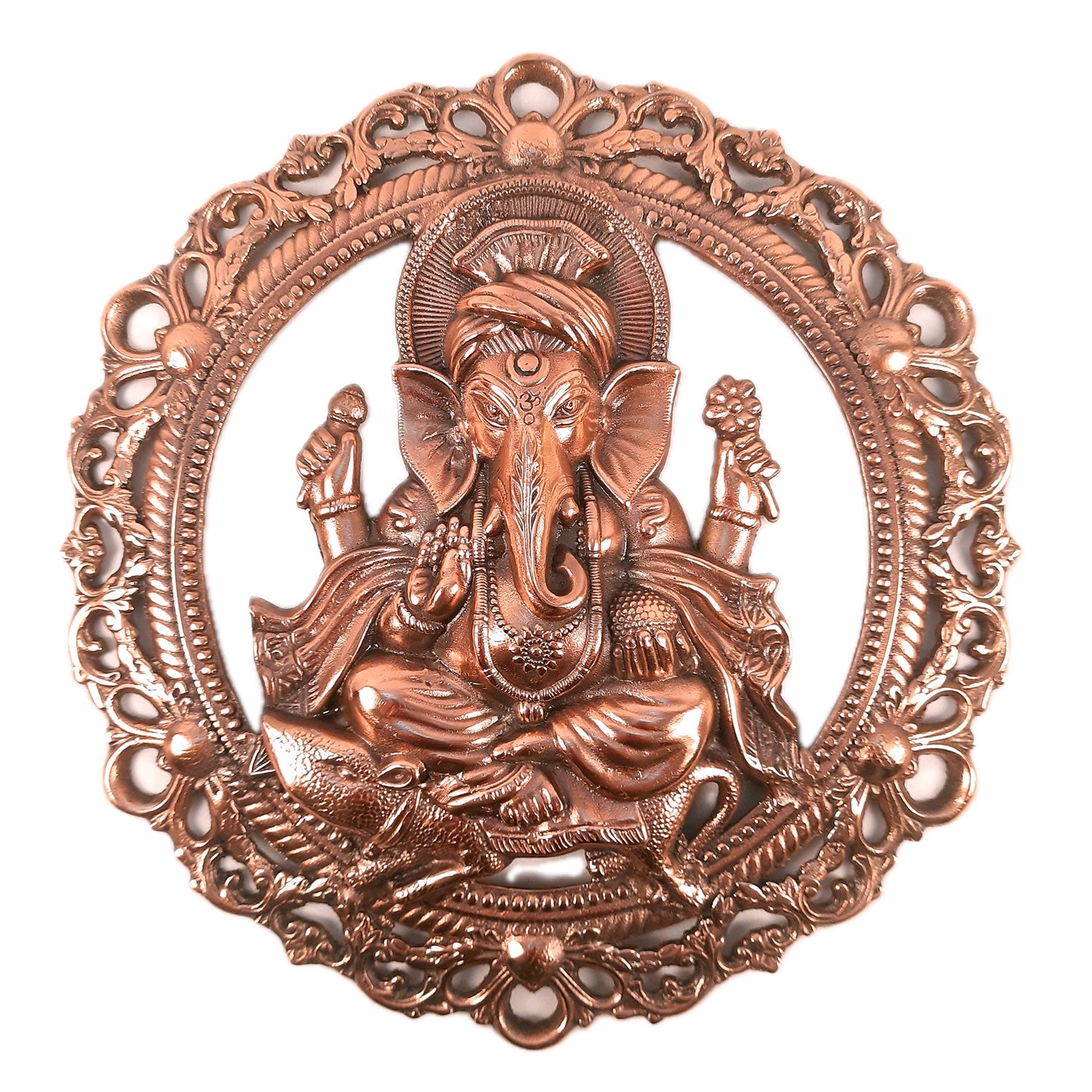 Lord Ganesh Wall Hanging Idol | Metal Ganesha Wall Statue Decor for Main Gate | Ganpati Murti for Home, Puja & Religious Decor & Gift - 18 Inch - Apkamart