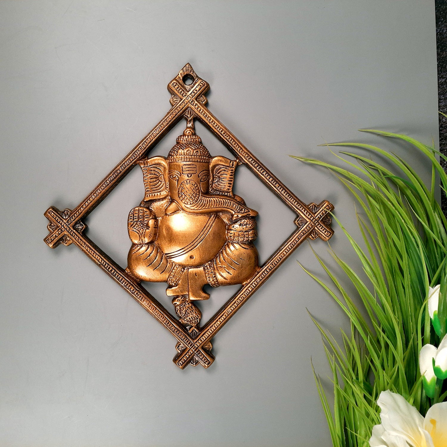 Ganesh Wall Hanging Idol | Lord Ganesha Wall Statue Decor |Religoius & Spiritual Wall Art - For Puja, Home & Entrance Living Room & Gift - 12 Inch - Apkamart