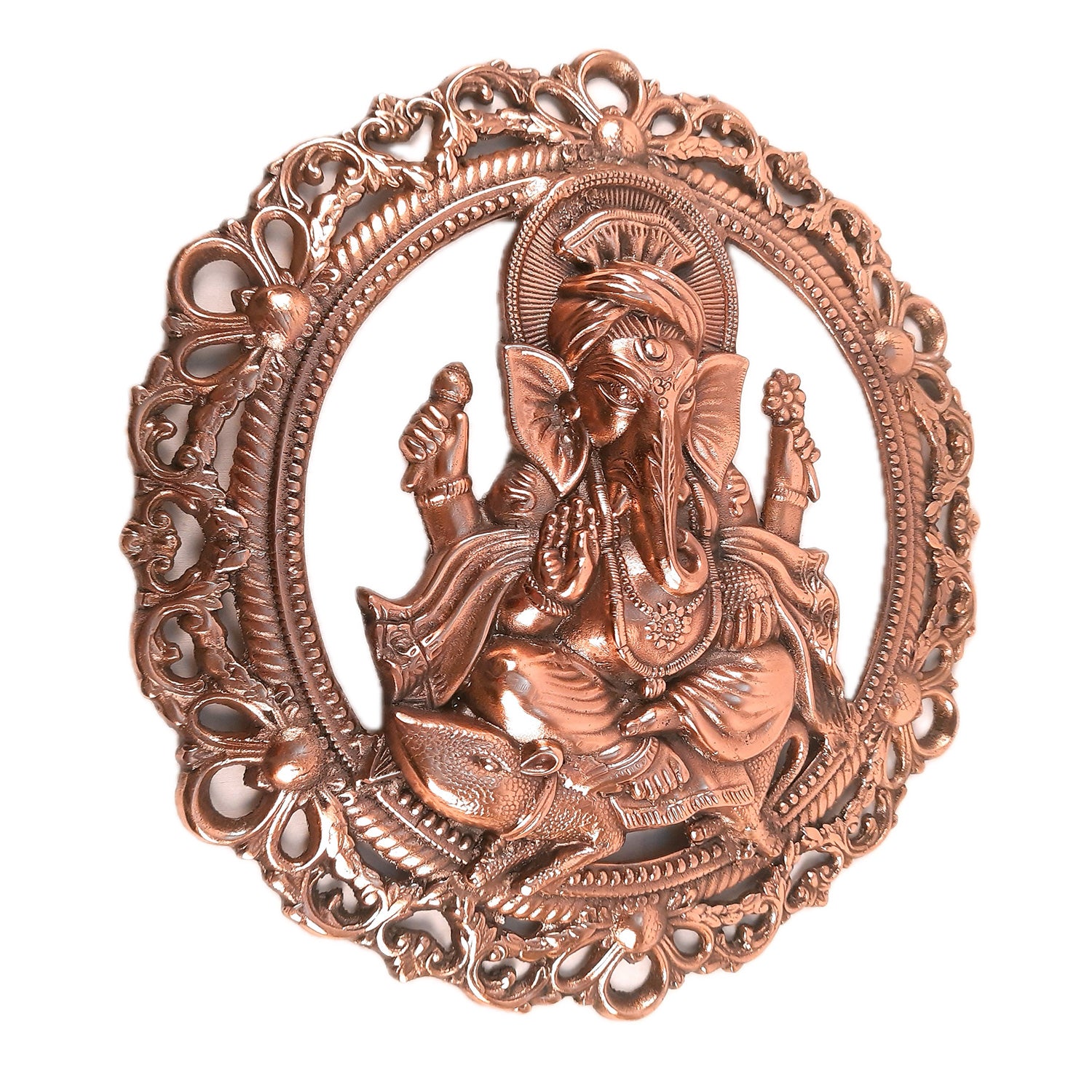 Lord Ganesh Wall Hanging Idol | Metal Ganesha Wall Statue Decor for Main Gate | Ganpati Murti for Home, Puja & Religious Decor & Gift - 18 Inch - Apkamart