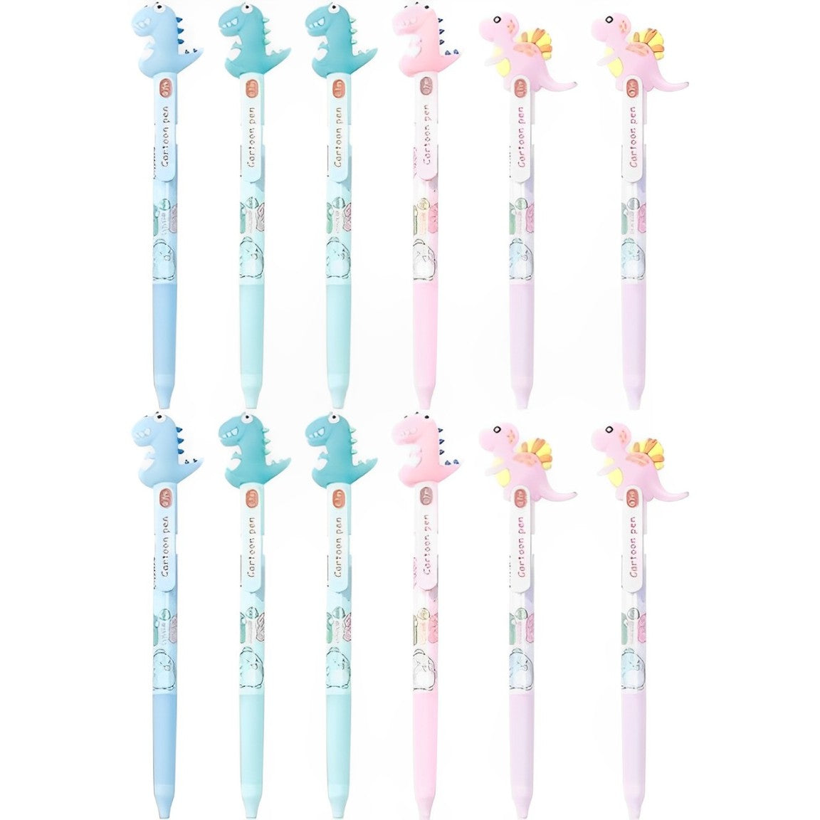 Pen with Playful Cool Colorful Dragon Topper - For Kids, School & Birthday Return Gift - apkamart #Style_pack of 12