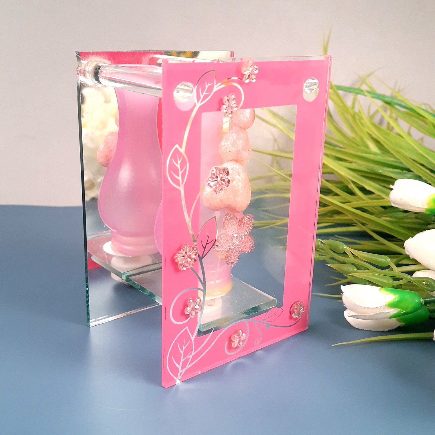 Vase Showpiece Displayed In Glass Box - For Home, Table Decor | Valentine's Day, Anniversary Gifts | Gift for Her - apkamart #Style_Style 2