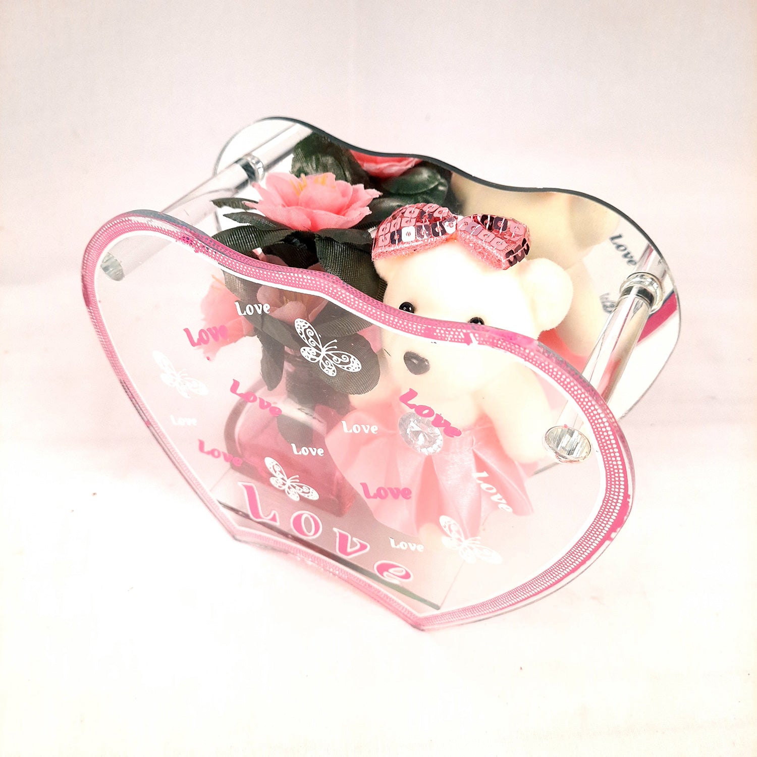 Showpiece Placed In Mirror Box - For Home, Table Decor | Valentine's Day, Anniversary Gifts | Gift for Her - 7 Inch - apkamart #style_style 1