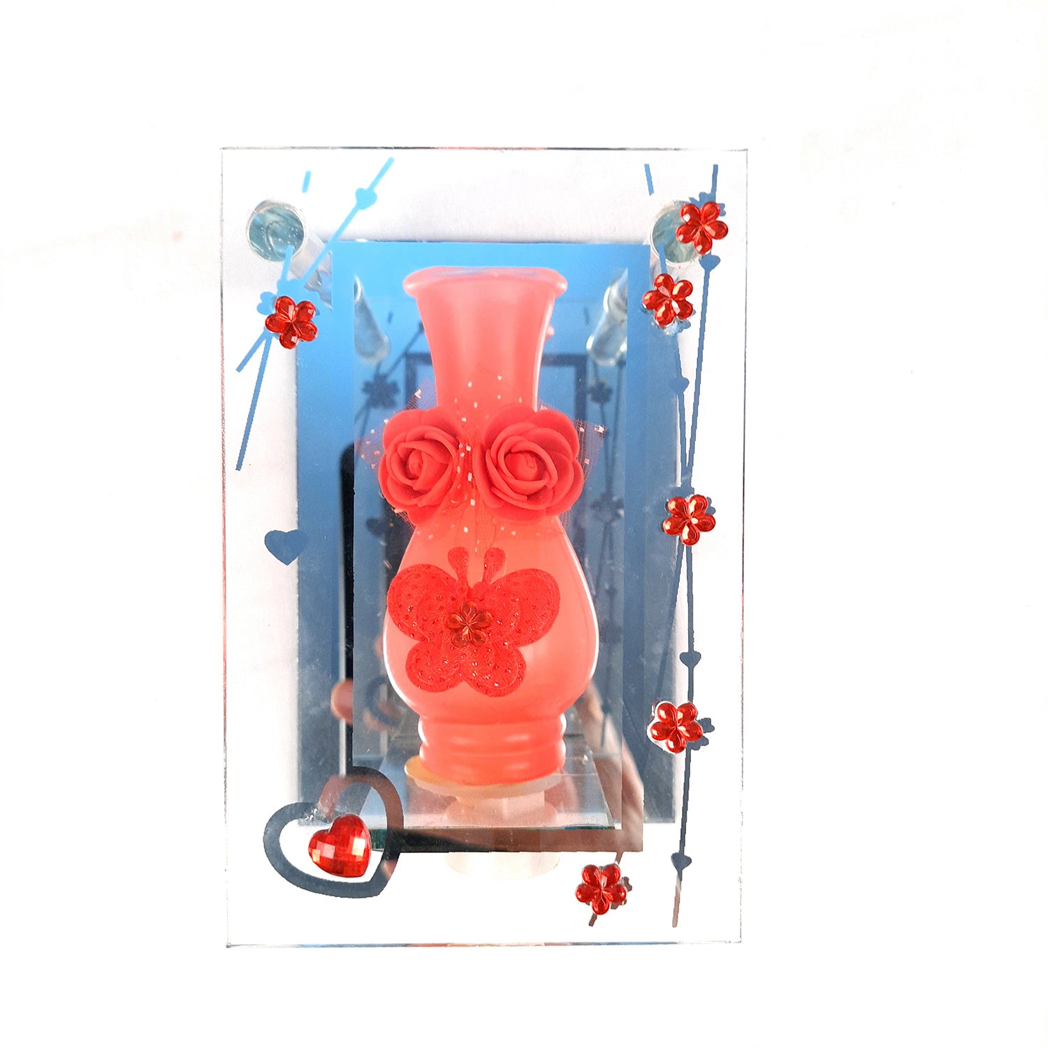 Decorative Vase Showpiece Placed Between Glass Front and Mirror Back - For Home, Table, Shelf, Office Decor & Gifts - apkamart #style_Style 3