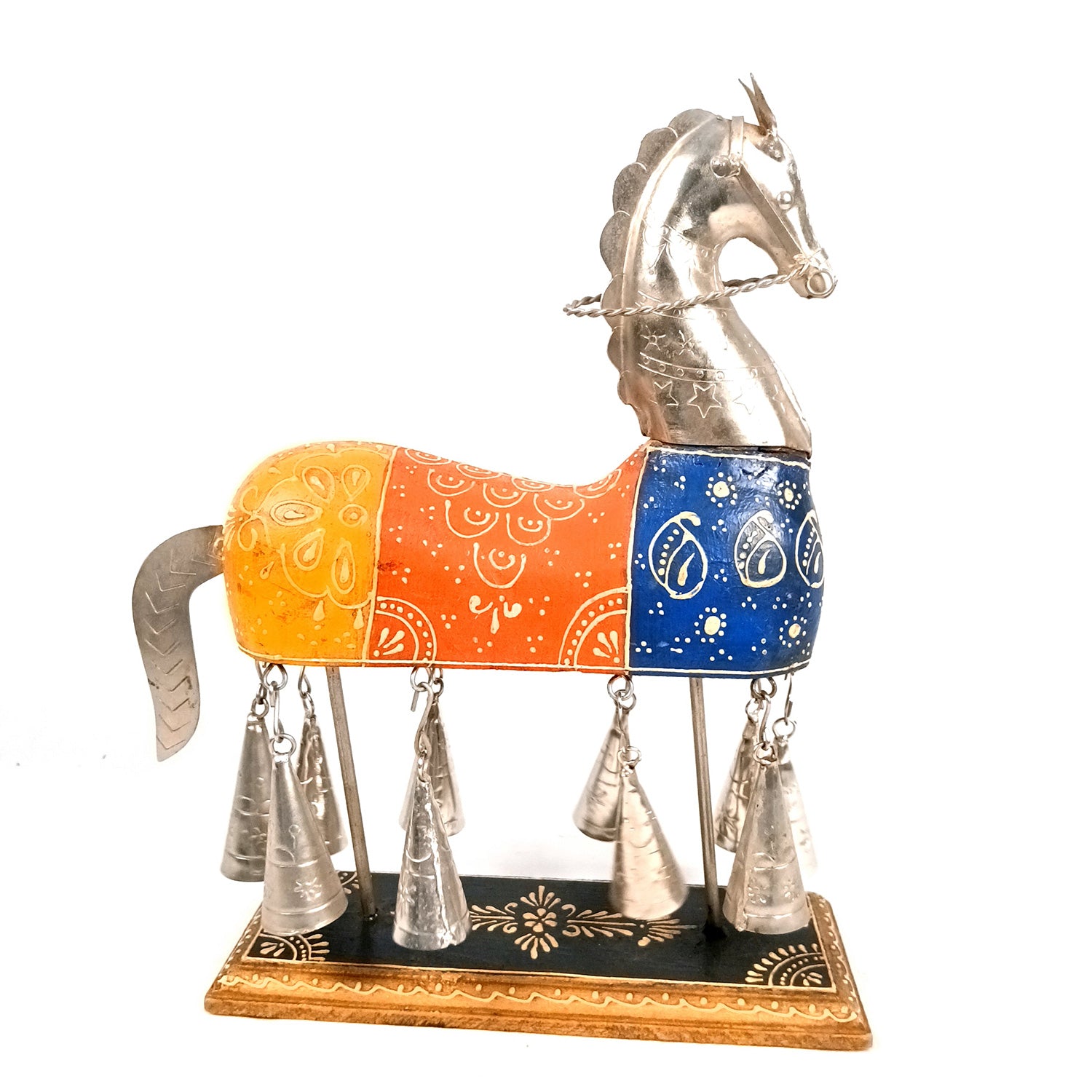 Horse Showpiece With Hanging Bells | Decorative Horse Figurine- for Feng Shui, Vastu, Home Decor, Table, Living Room Decoration & Gift - 13 Inch - Apkamart