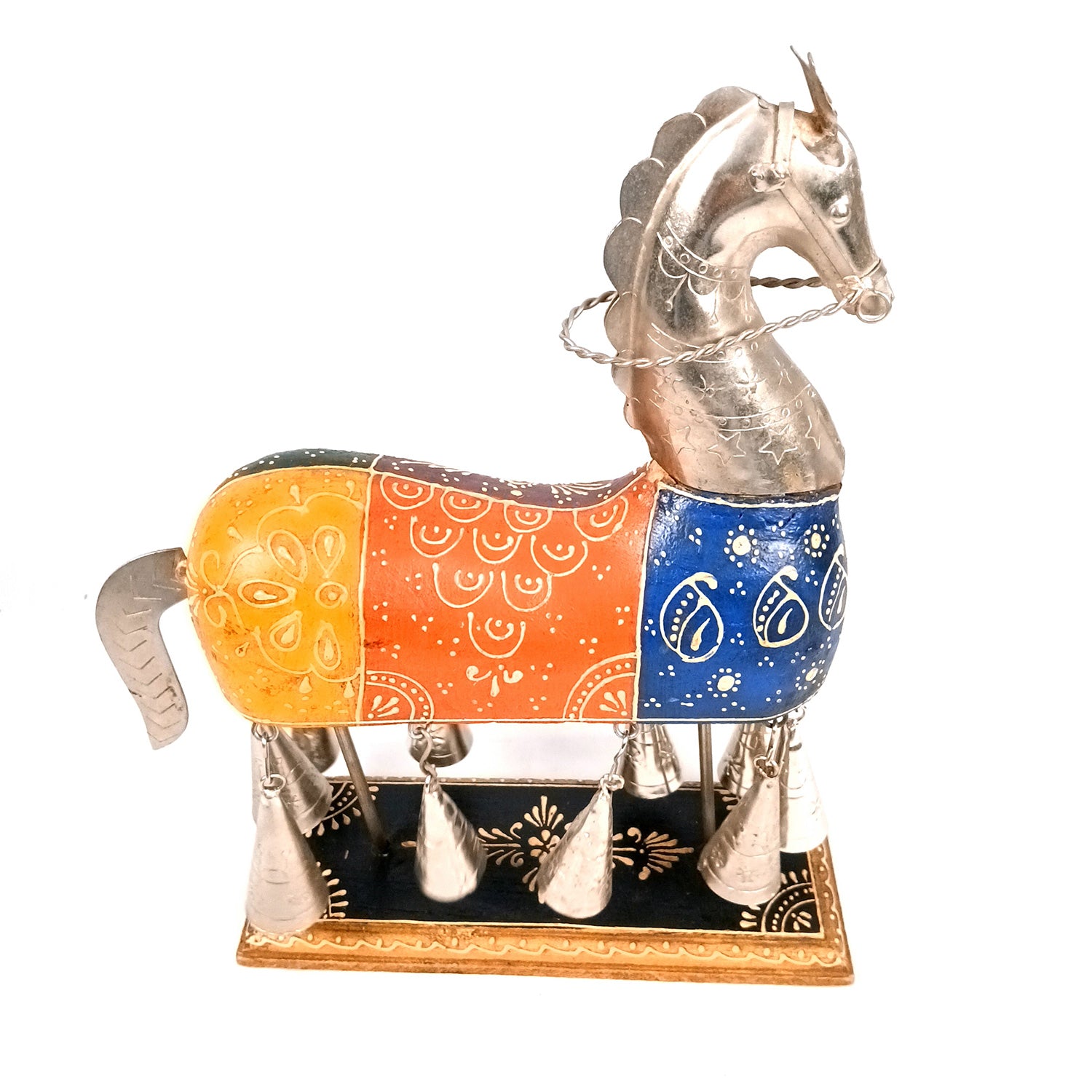 Horse Showpiece With Hanging Bells | Decorative Horse Figurine- for Feng Shui, Vastu, Home Decor, Table, Living Room Decoration & Gift - 13 Inch - Apkamart