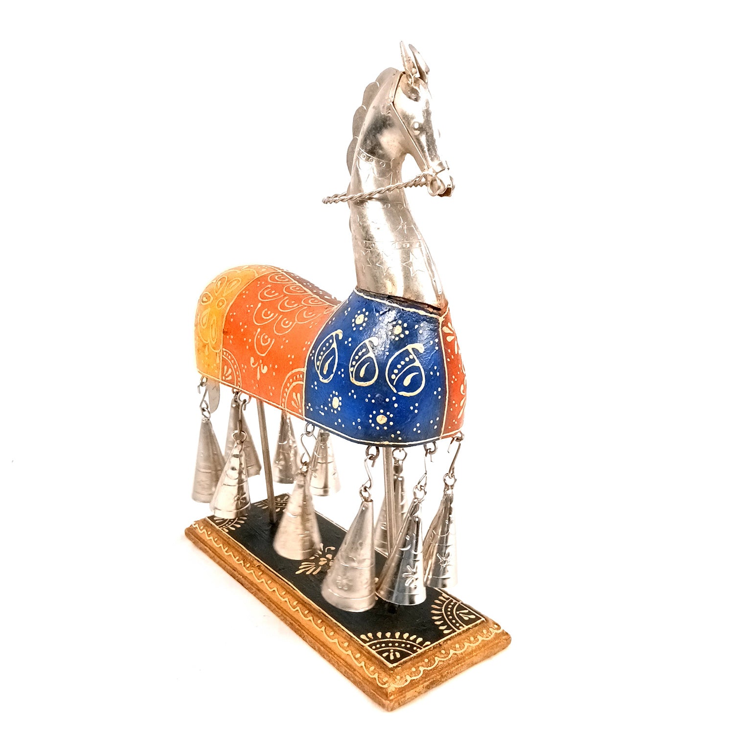 Horse Showpiece With Hanging Bells | Decorative Horse Figurine- for Feng Shui, Vastu, Home Decor, Table, Living Room Decoration & Gift - 13 Inch - Apkamart