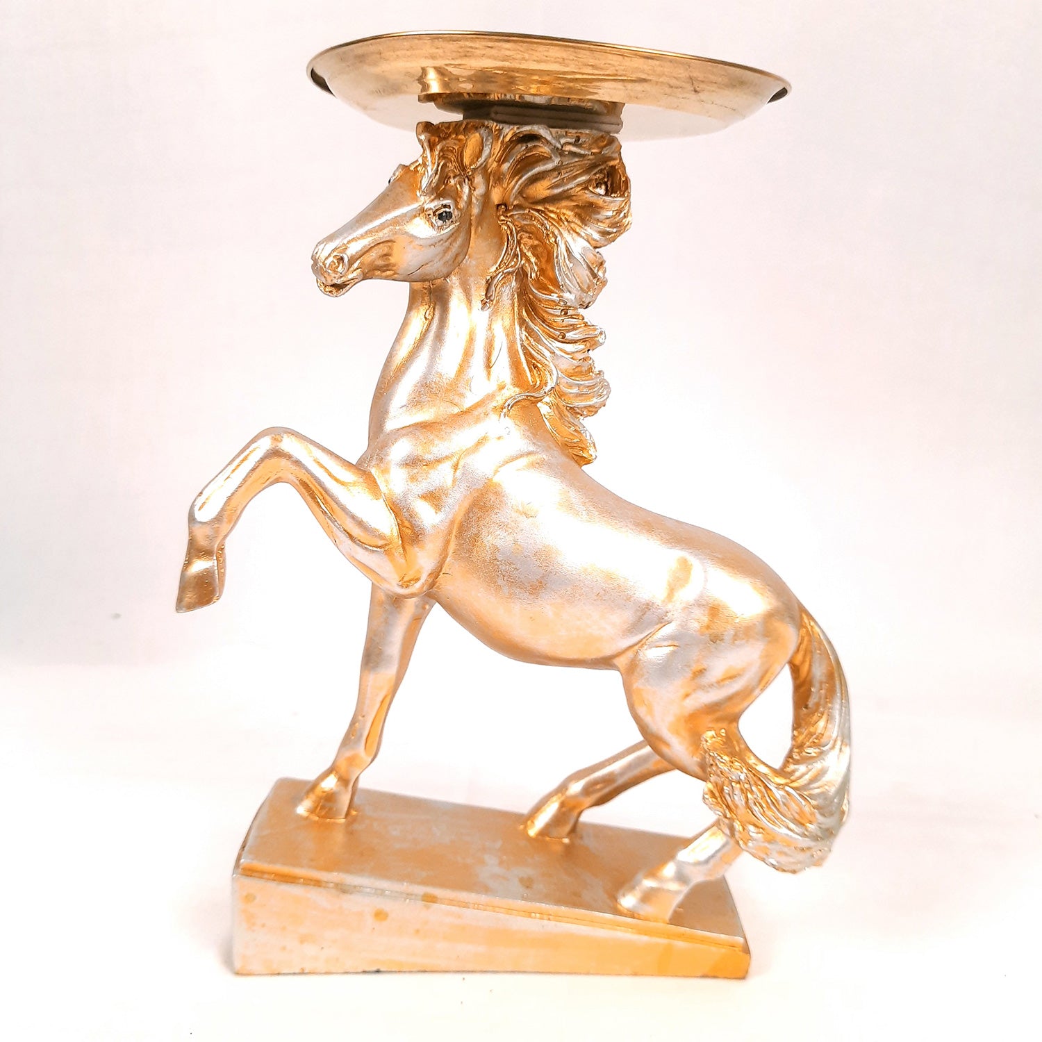 Horse Statue With Detachable Tray For Keeping Small Plant / Chocolates | Horse Showpiece - for Home, Table, Shelf, Good Luck, Vastu & Office Desk Decor - 10 Inch - Apkamart