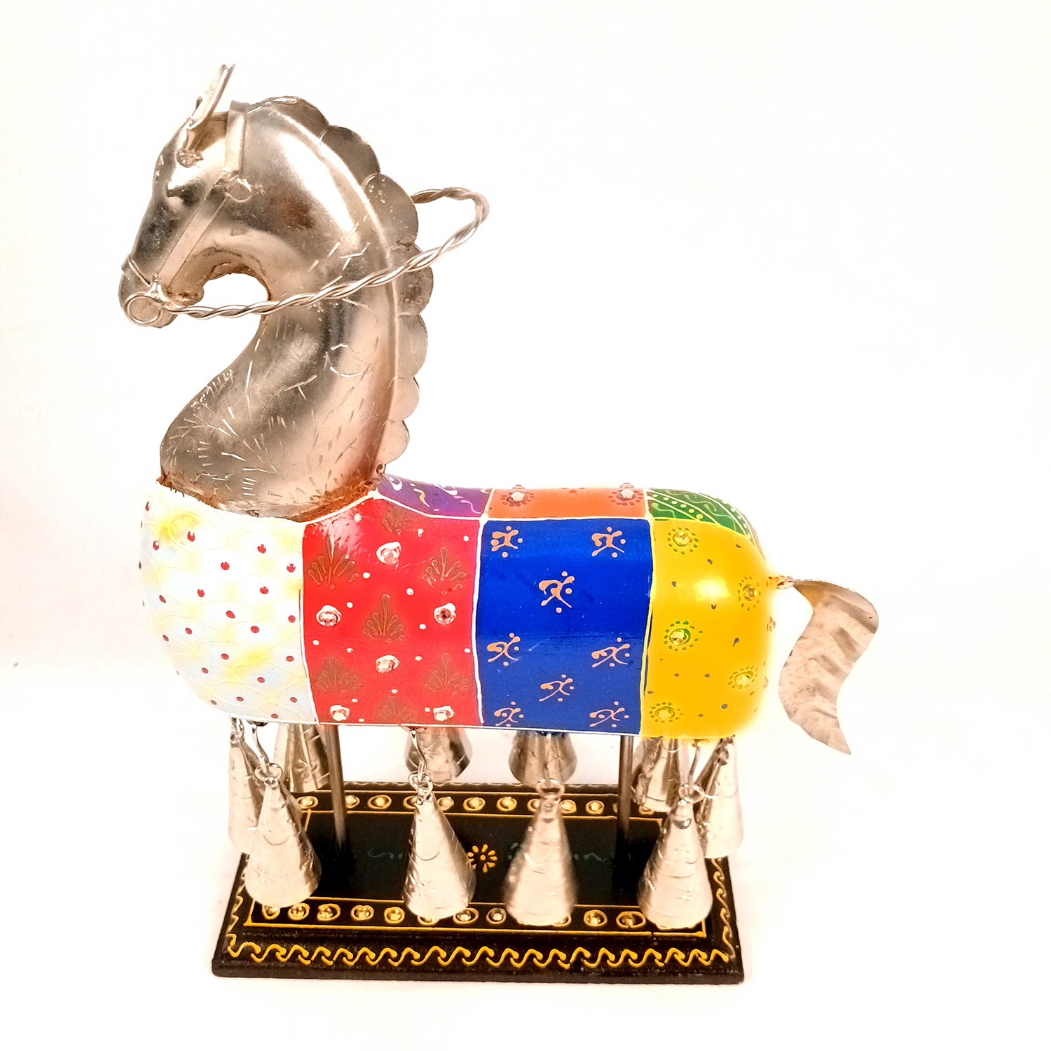 Horse Showpiece With Hanging Bells | Decorative Horse Figurine- for Feng Shui, Vastu, Home Decor, Table, Living Room Decoration & Gift- 13 Inch - Apkamart